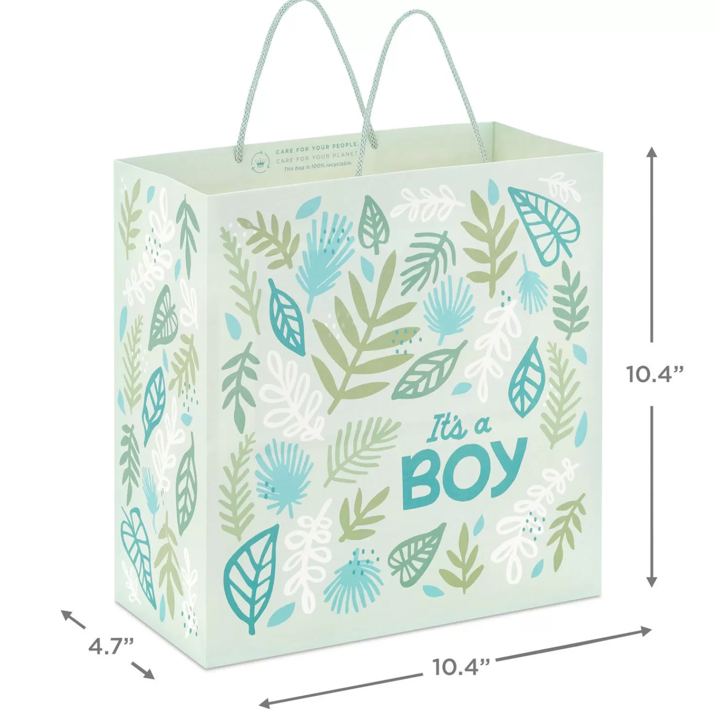 Baby>Hallmark 10.4" It's A Boy On Green New Baby Large Square Gift Bag