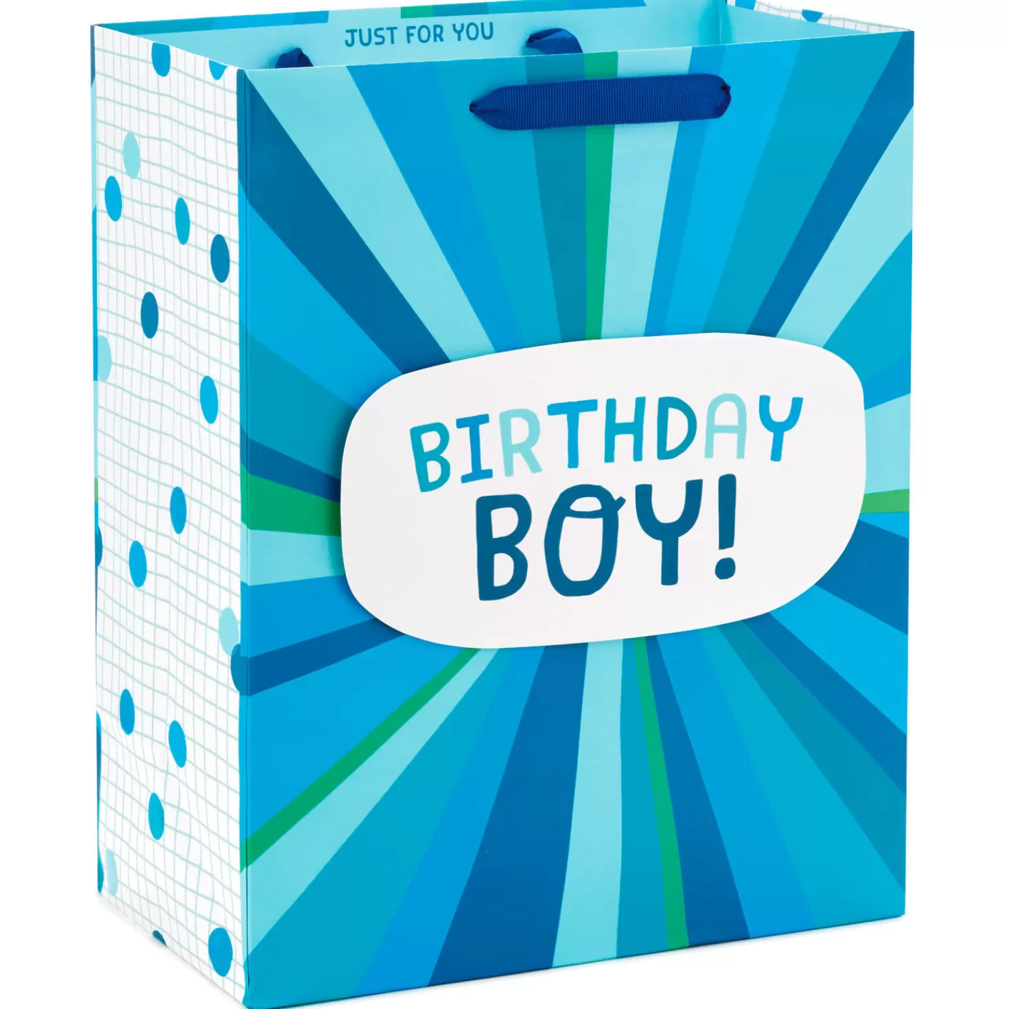 Birthday>Hallmark 13" Birthday Boy Blue Stripes Large Gift Bag