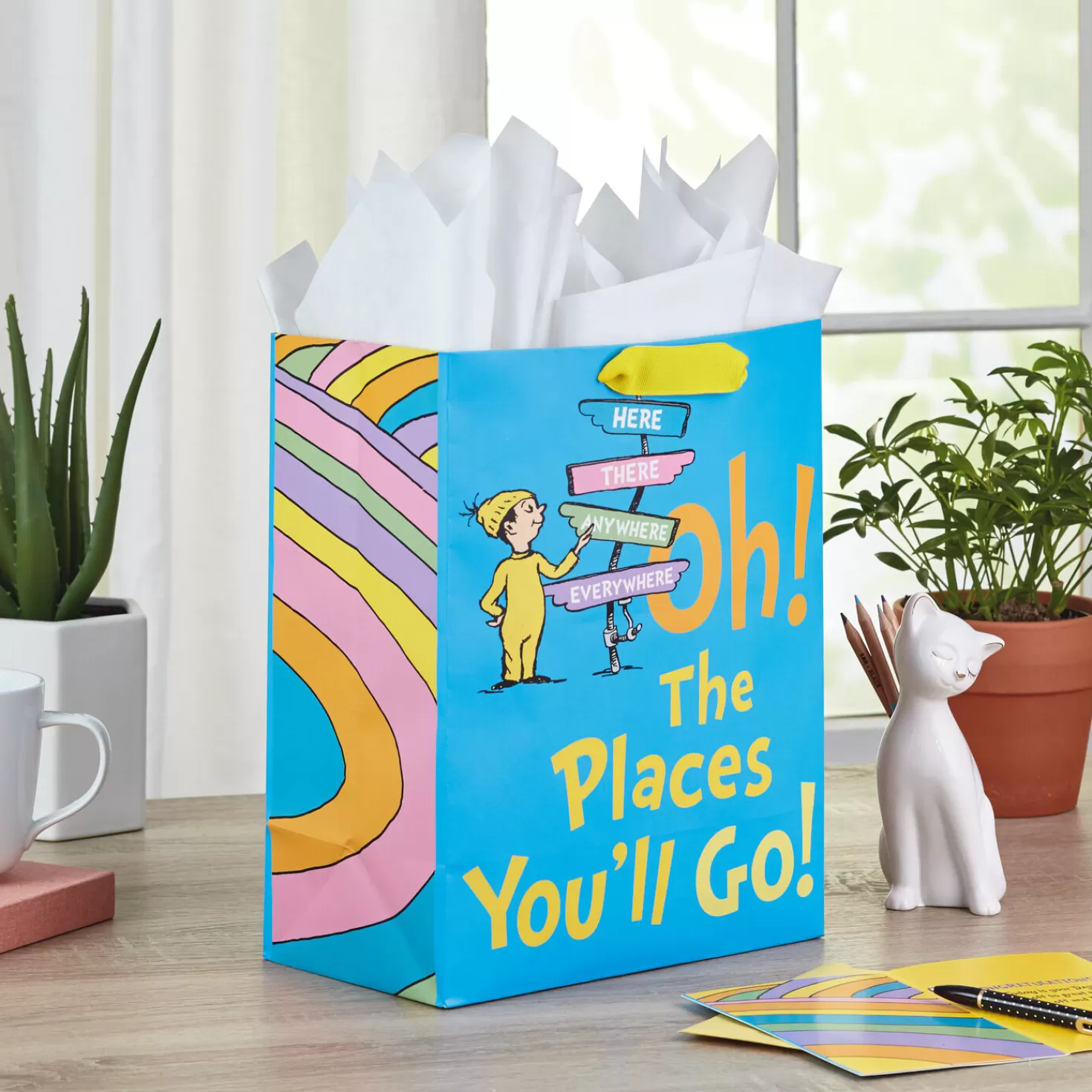 Cheap 13" Dr. Seuss™ Oh! The Places You'Ll Go! Large Graduation Gift Bag And Card Set Graduation