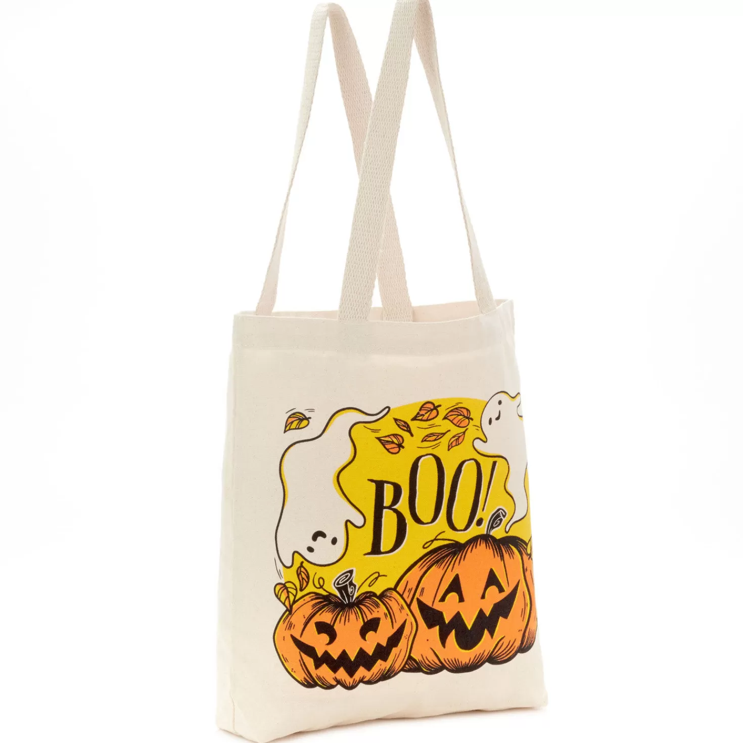 Halloween (10/31)>Hallmark 13" Ghost And Pumpkins Canvas Halloween Tote Bag