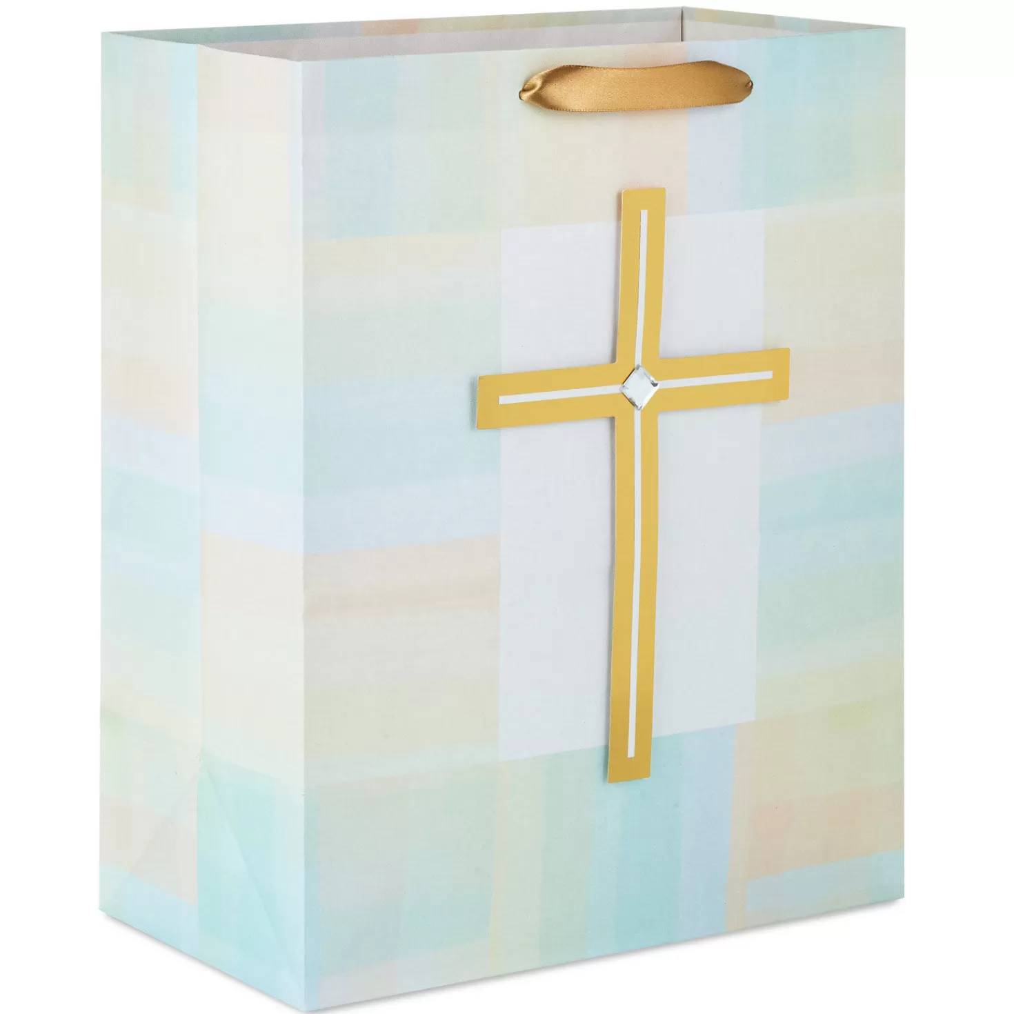 Shop 13" Gold Cross With Pastel Border Large Gift Bag First Communion