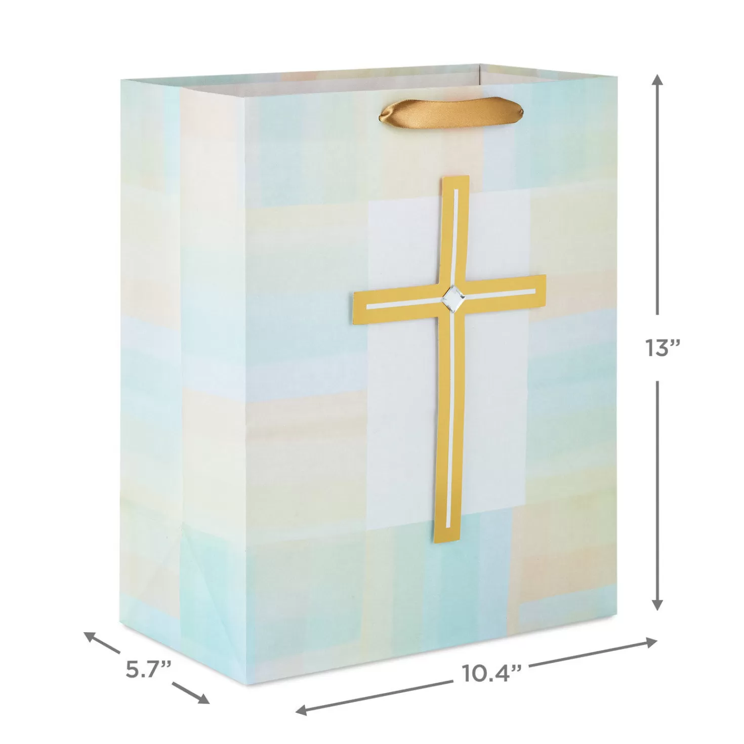 Shop 13" Gold Cross With Pastel Border Large Gift Bag First Communion