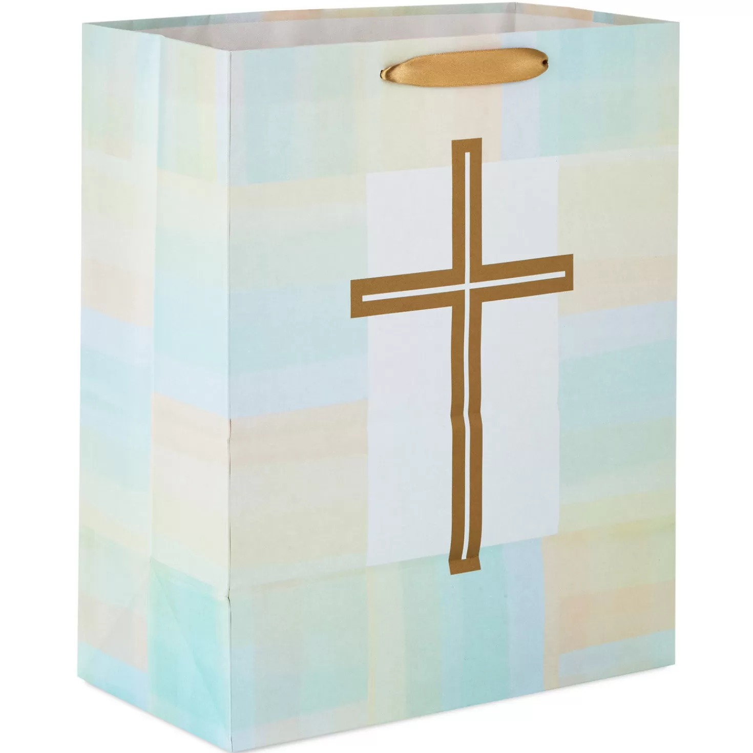 Shop 13" Gold Cross With Pastel Border Large Gift Bag First Communion