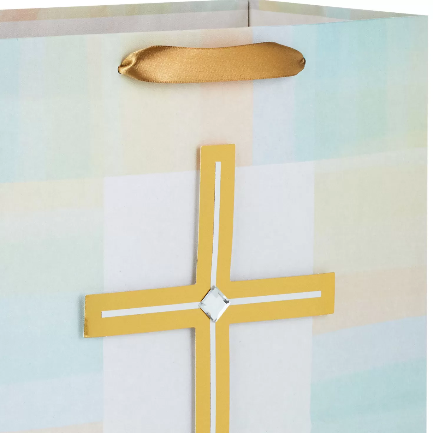 Shop 13" Gold Cross With Pastel Border Large Gift Bag First Communion