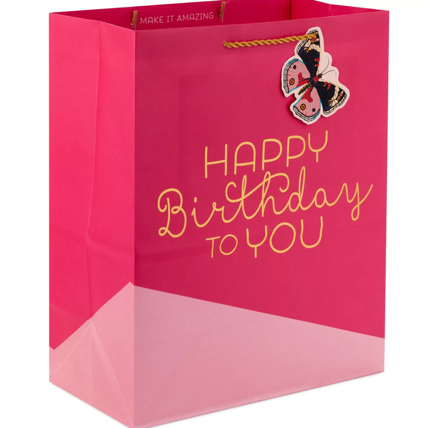 Birthday>Hallmark 13" Happy Birthday On Pink Large Gift Bag
