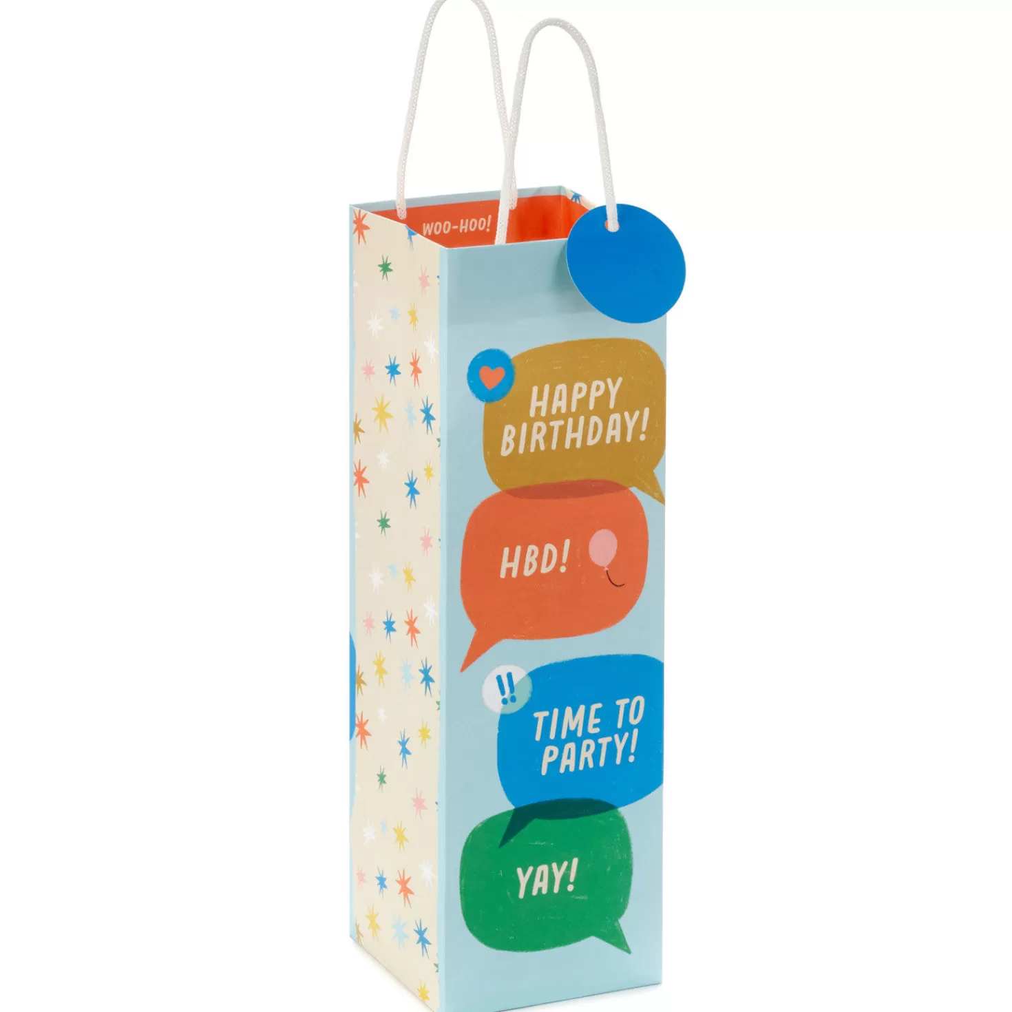 Birthday>Hallmark 13" Happy Birthday Word Bubbles Wine Gift Bag