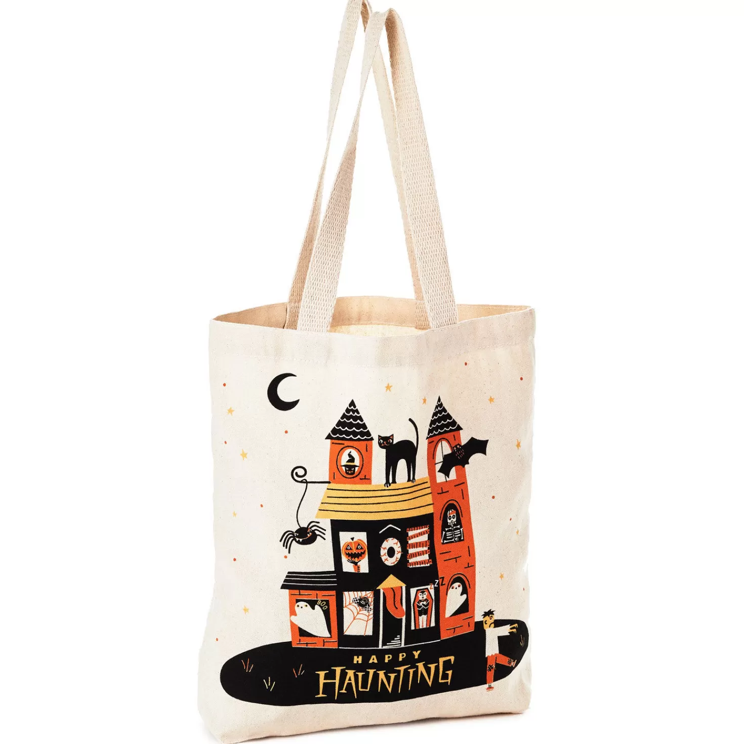 Halloween (10/31)>Hallmark 13" Happy Haunting Canvas Halloween Tote Bag