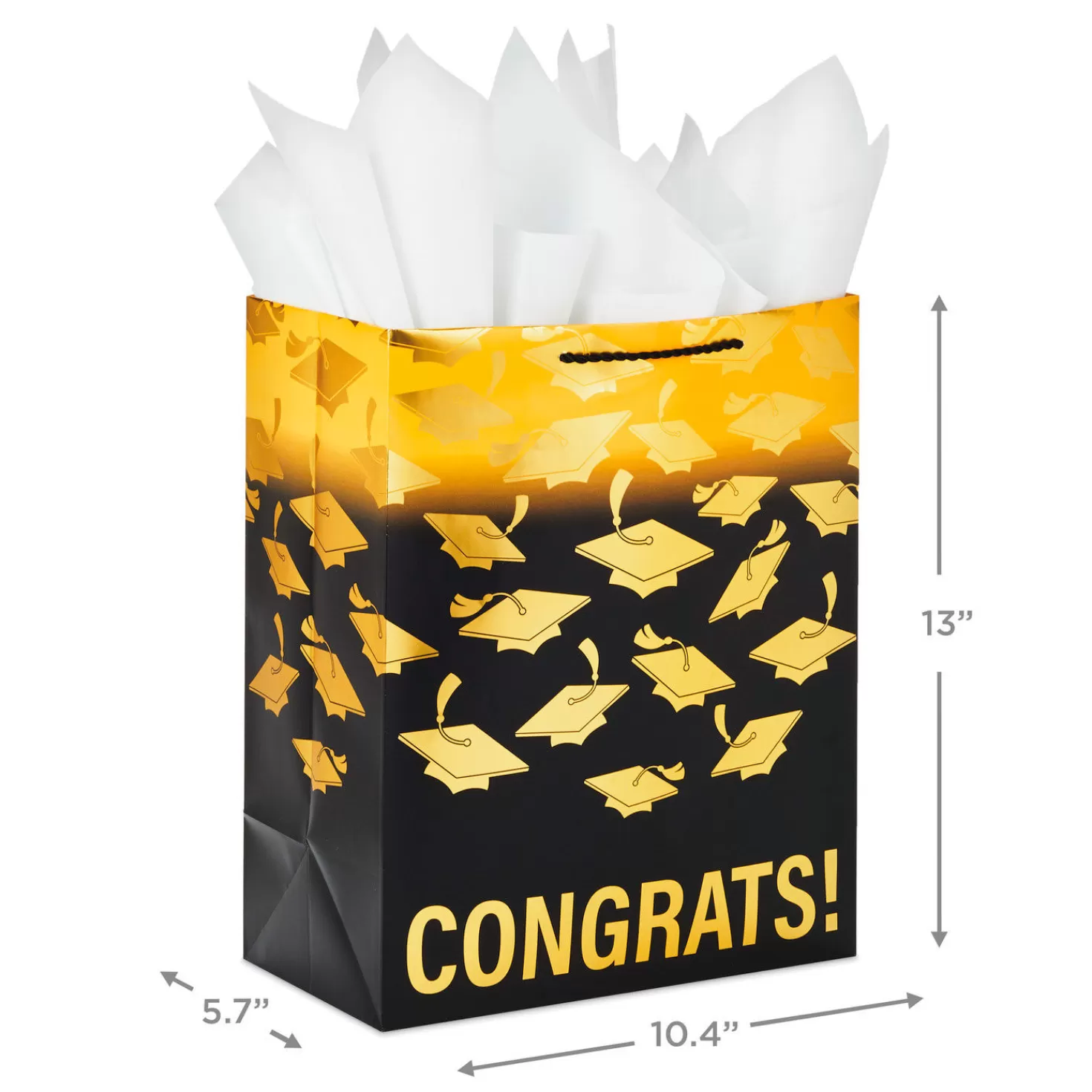 Hot 13" Mortarboards On Ombre Large Graduation Gift Bag With Tissue Paper Graduation
