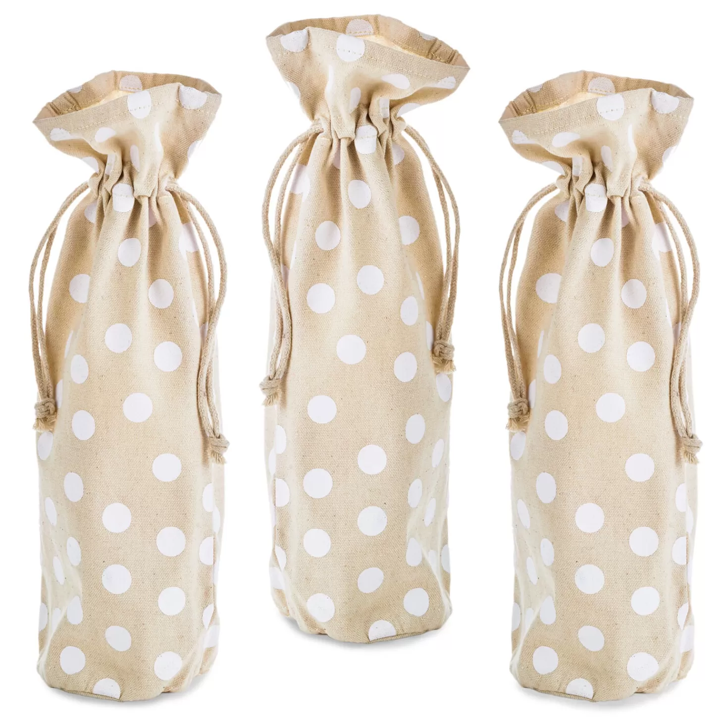 Birthday>Hallmark 14" Polka-Dot Fabric 3-Pack Wine Gift Bags