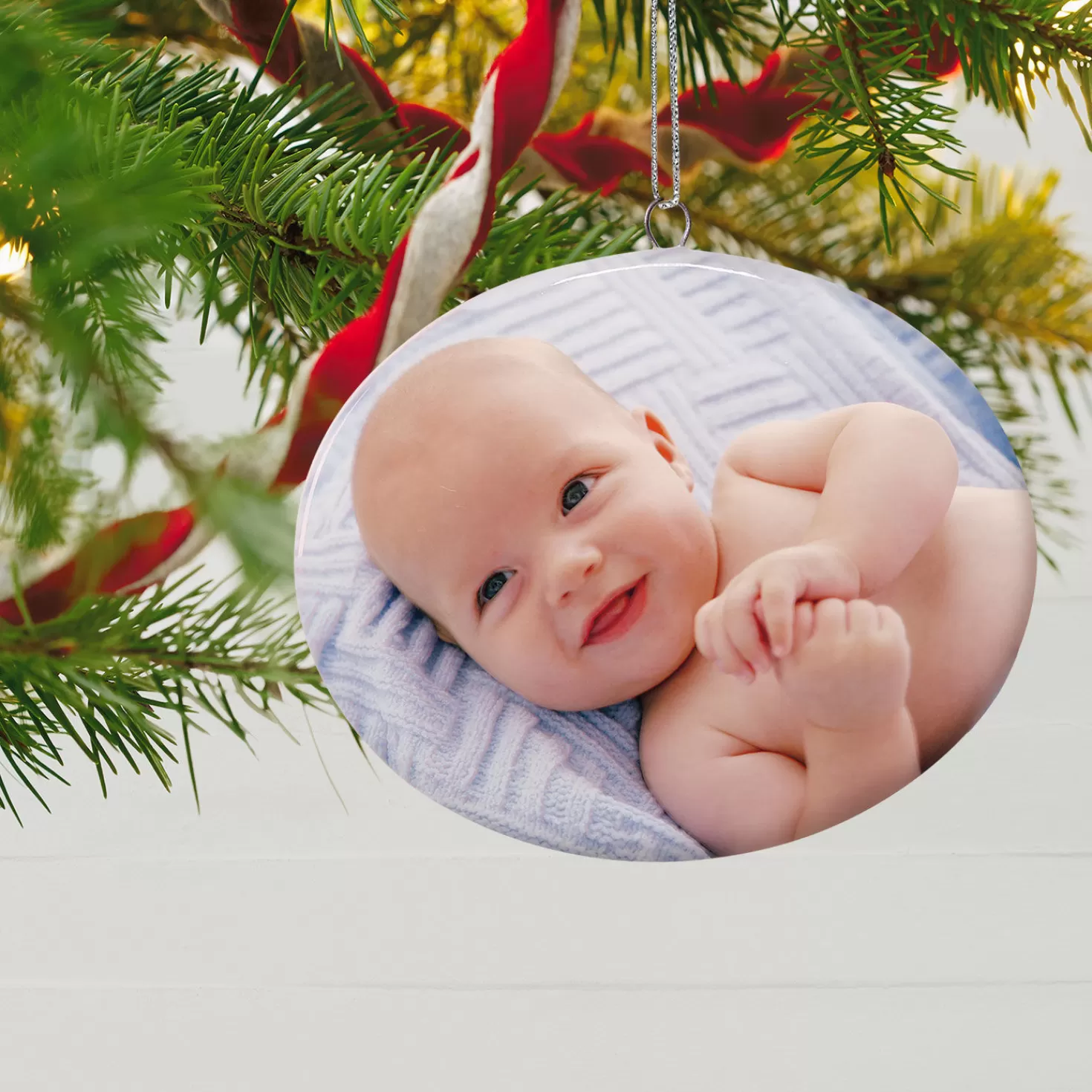 Baby>Hallmark 1-Sided Oval Ceramic Photo Ornament