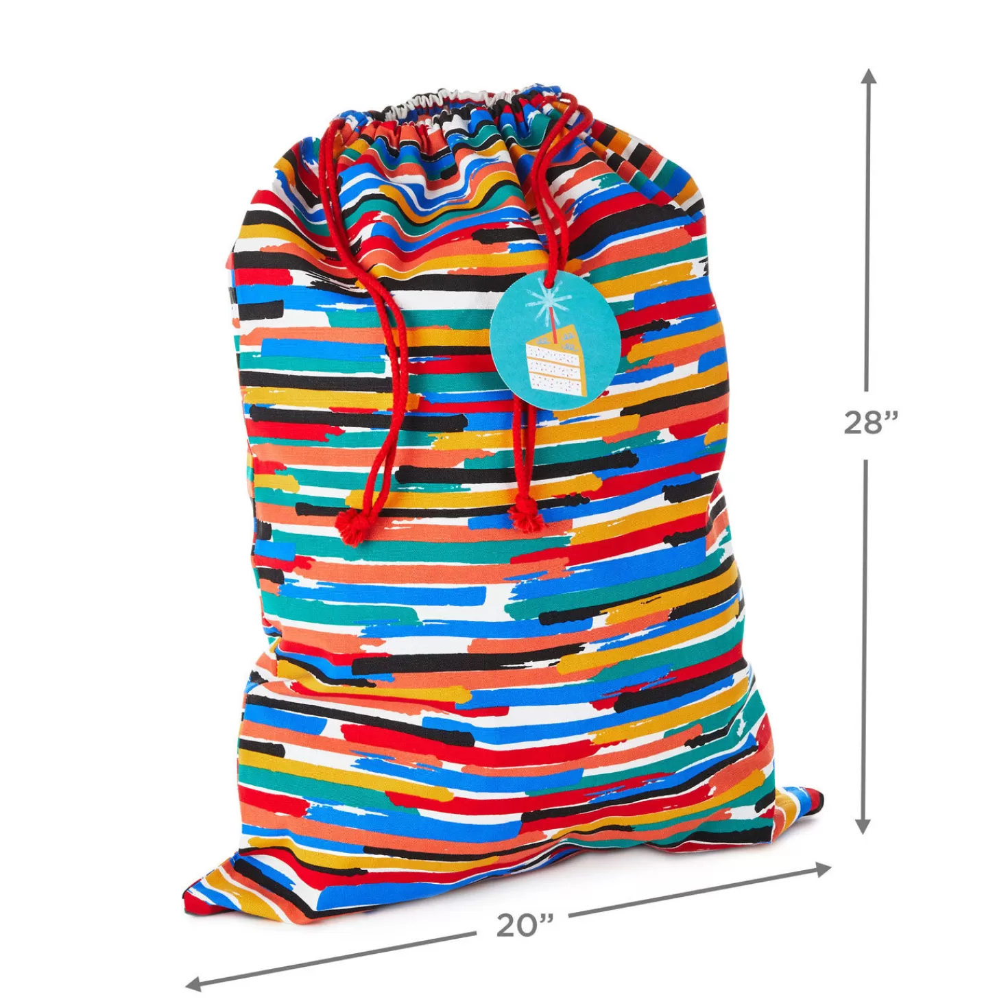 Birthday>Hallmark 28" Colorful Stripes Fabric Gift Bag With Tag