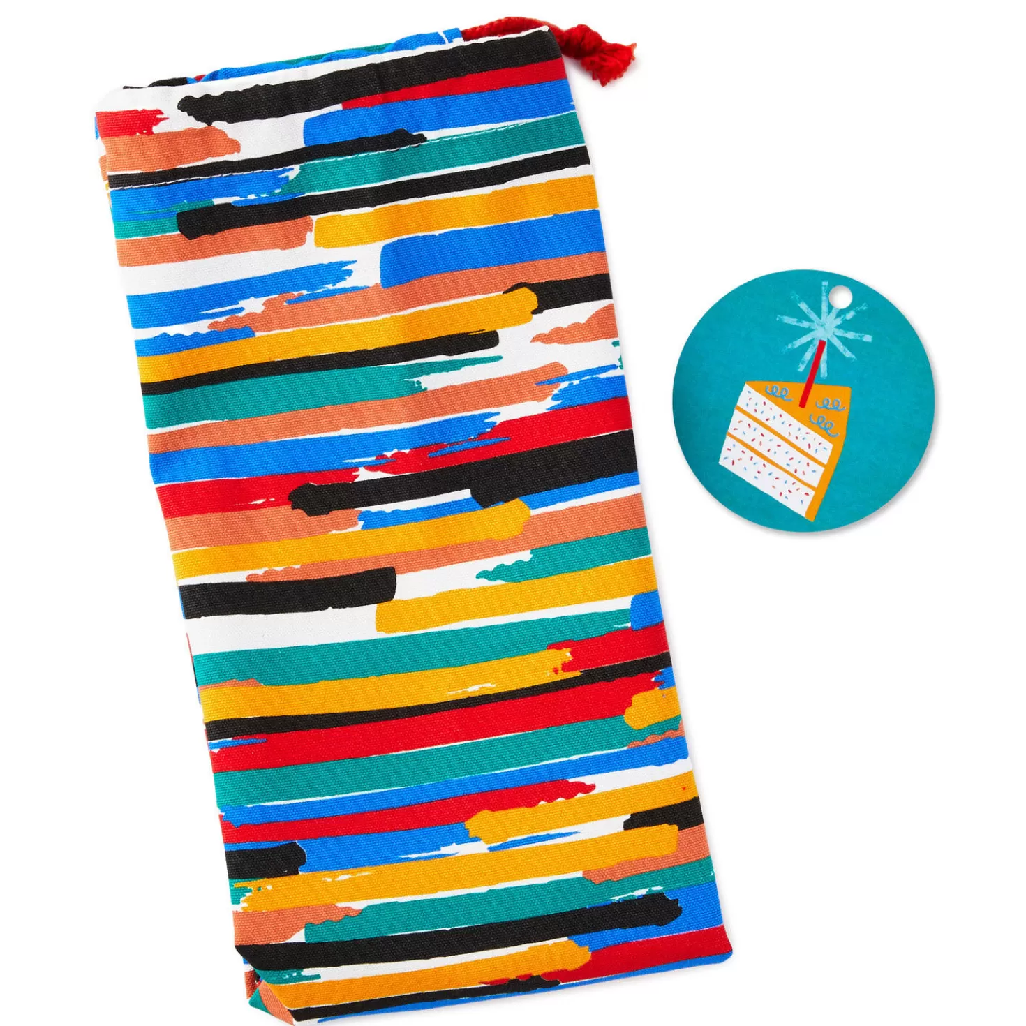 Birthday>Hallmark 28" Colorful Stripes Fabric Gift Bag With Tag