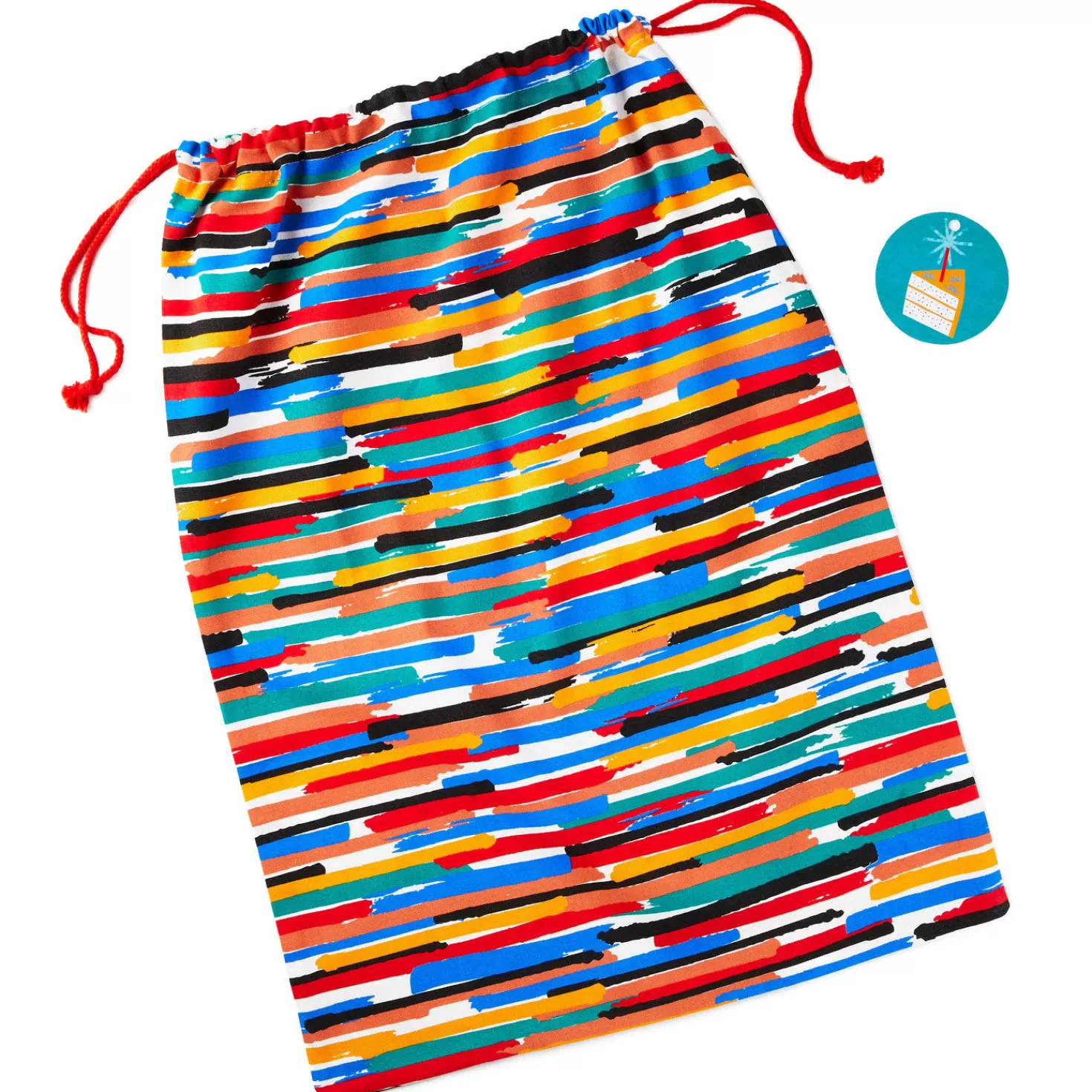 Birthday>Hallmark 28" Colorful Stripes Fabric Gift Bag With Tag