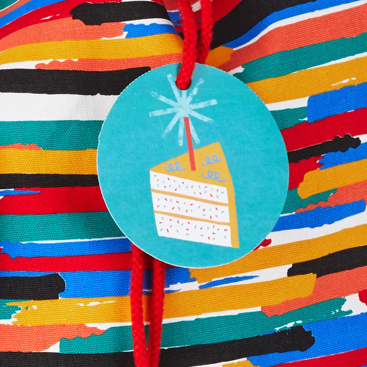 Birthday>Hallmark 28" Colorful Stripes Fabric Gift Bag With Tag