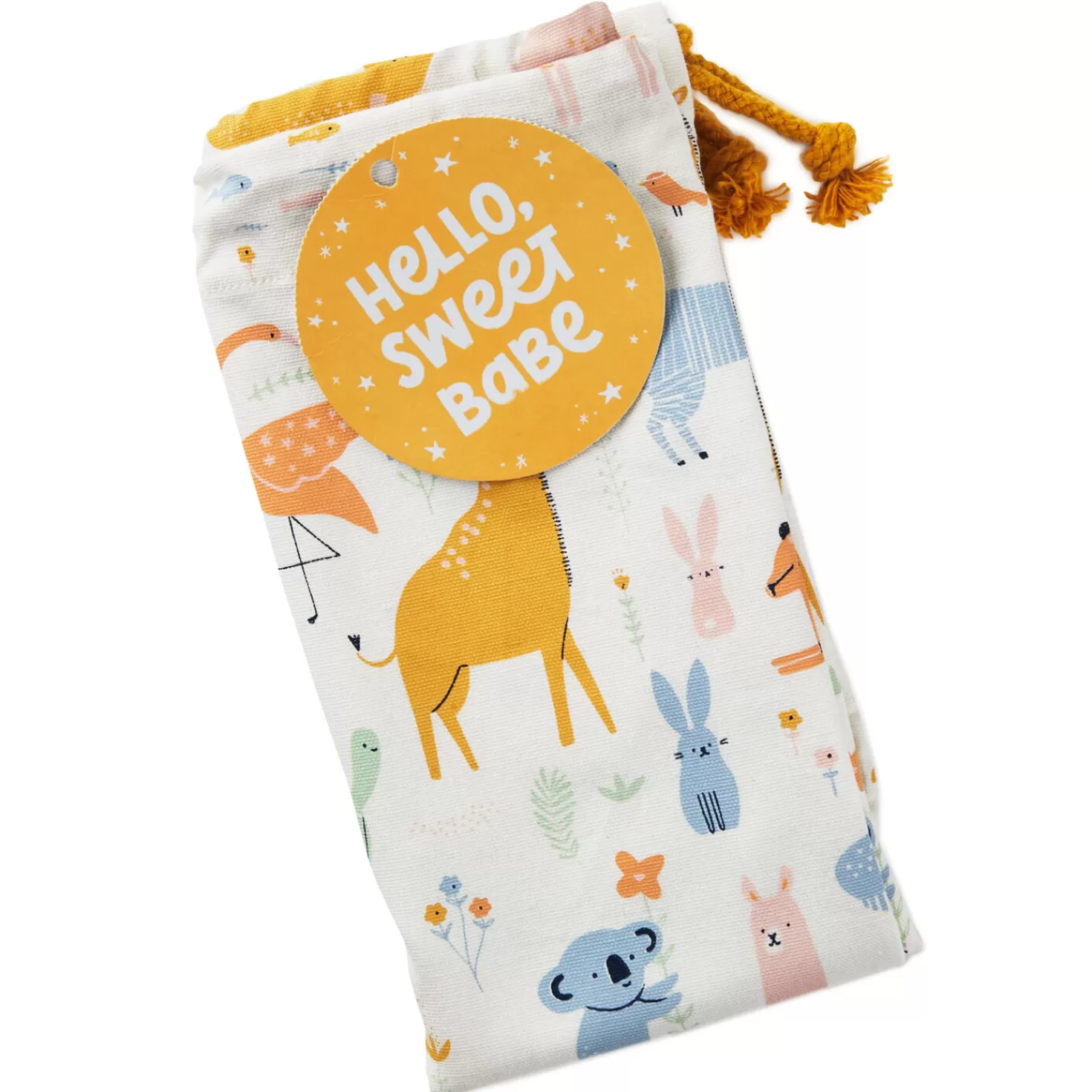 Baby>Hallmark 28" Pastel Animals Large Fabric Gift Bag With Tag