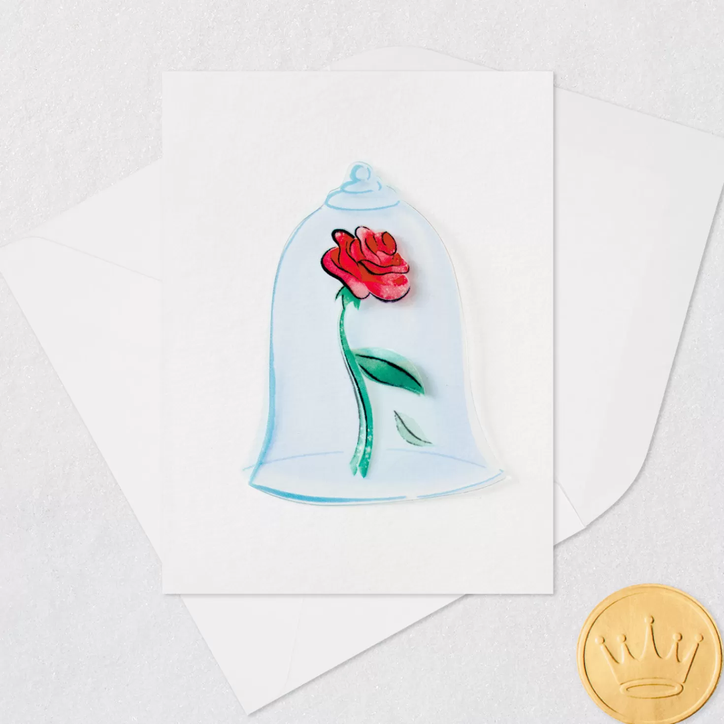 Online 3.25" Mini Disney Princess Beauty And The Beast Rose Blank Card Encouragement
