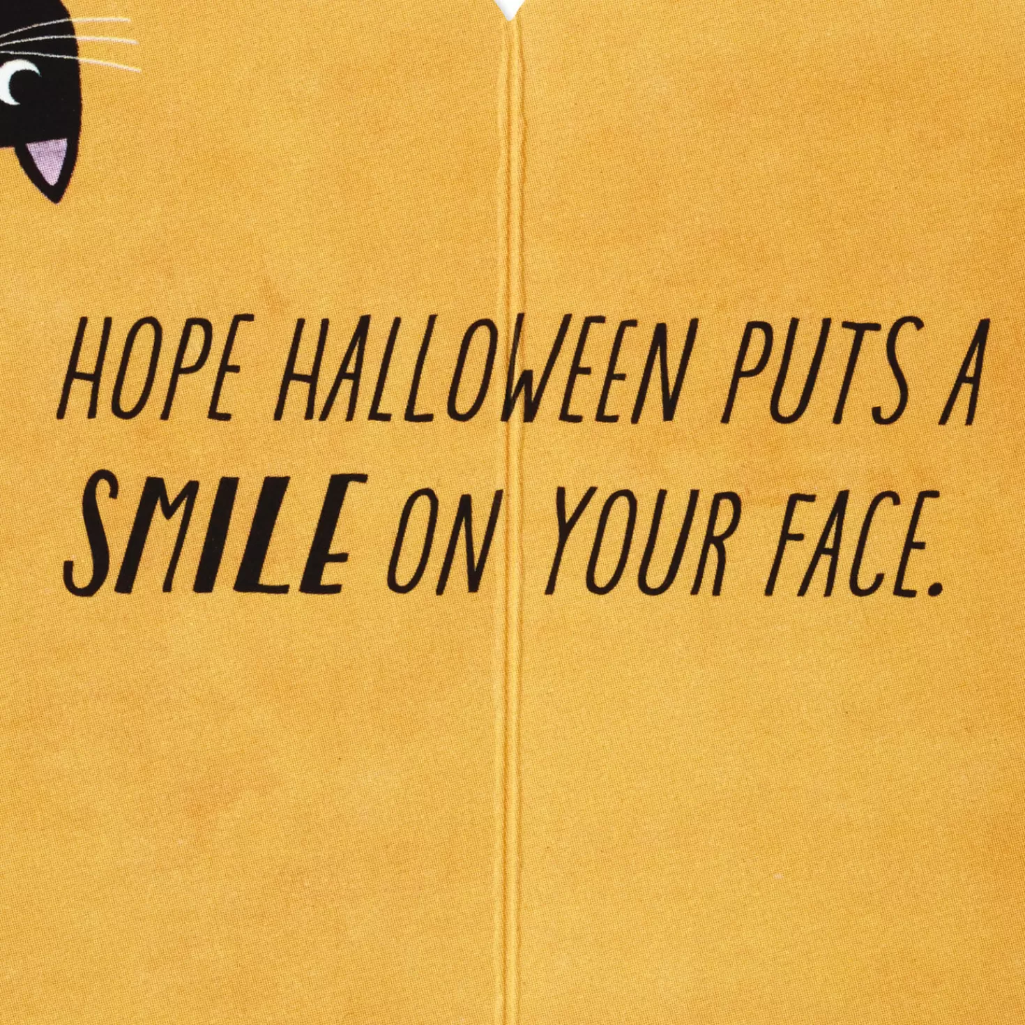Halloween (10/31)>Hallmark 3.25" Mini Smile Black Cat In Pumpkin Halloween Card