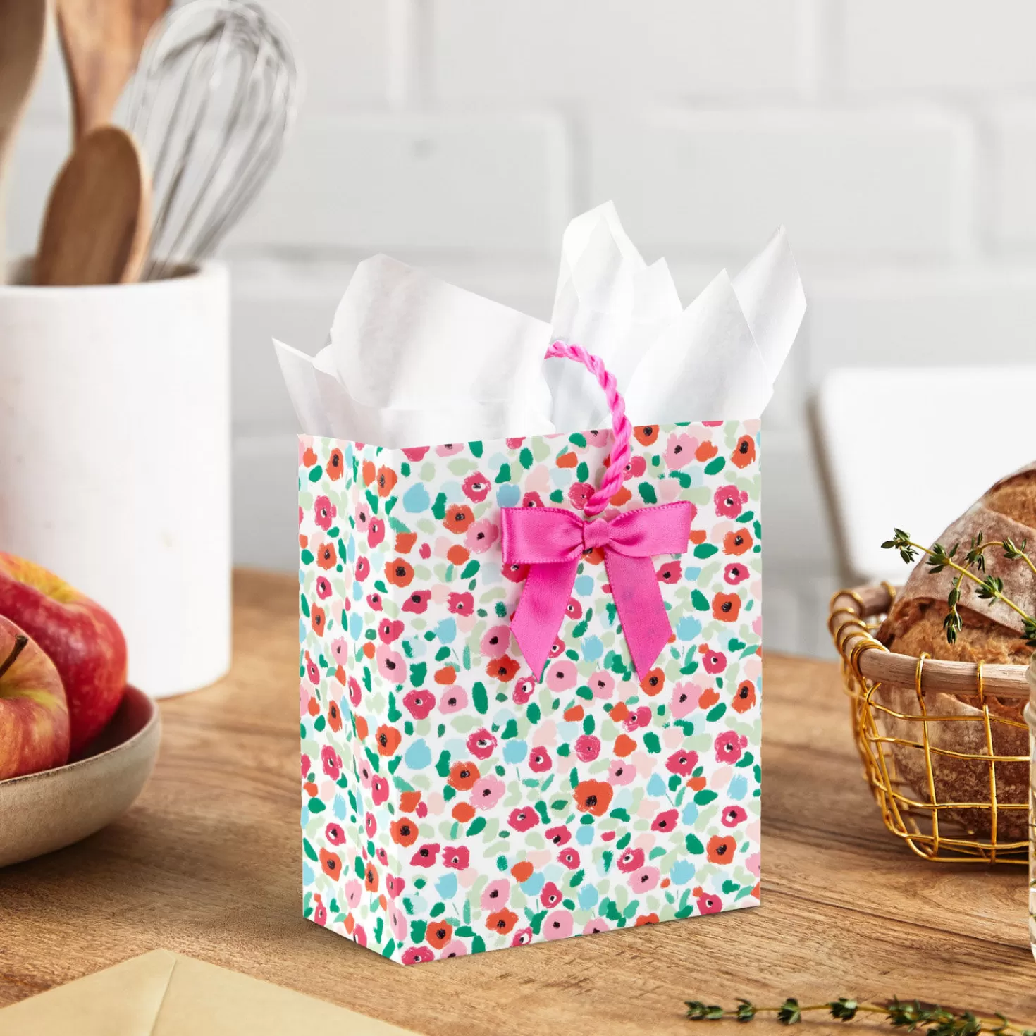 Birthday>Hallmark 4.6" Bright Floral Gift Card Holder Mini Bag