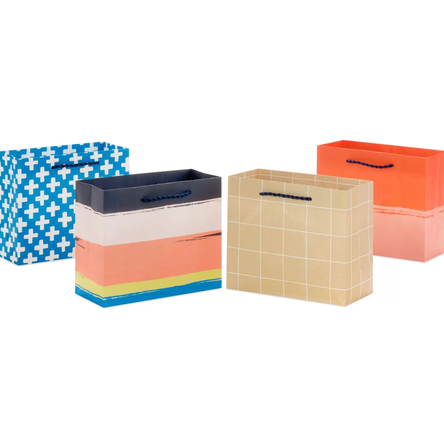 Birthday>Hallmark 5.5" Assorted Modern Designs 4-Pack Small Horizontal Gift Bags