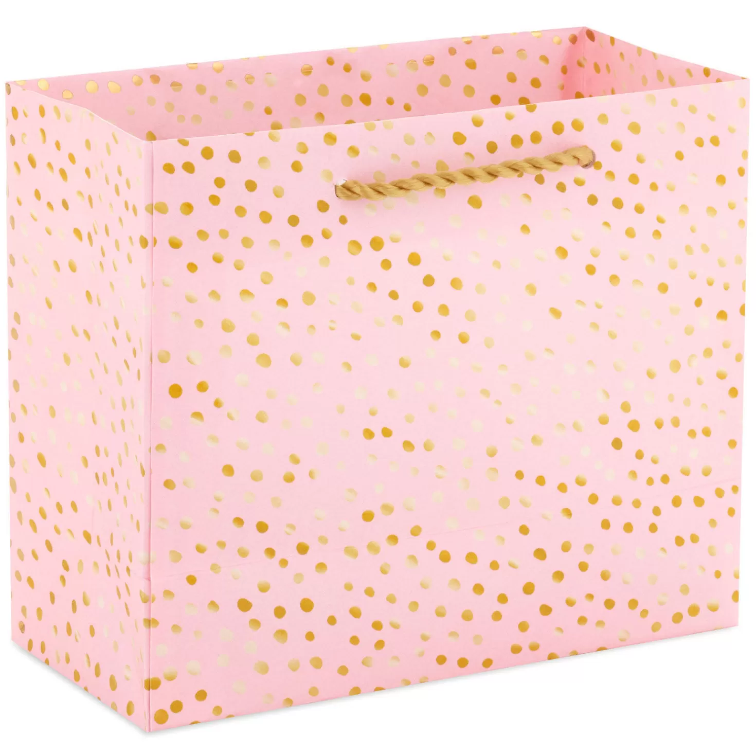 Outlet 5.5" Gold Dots On Pink Small Horizontal Gift Bag Wedding