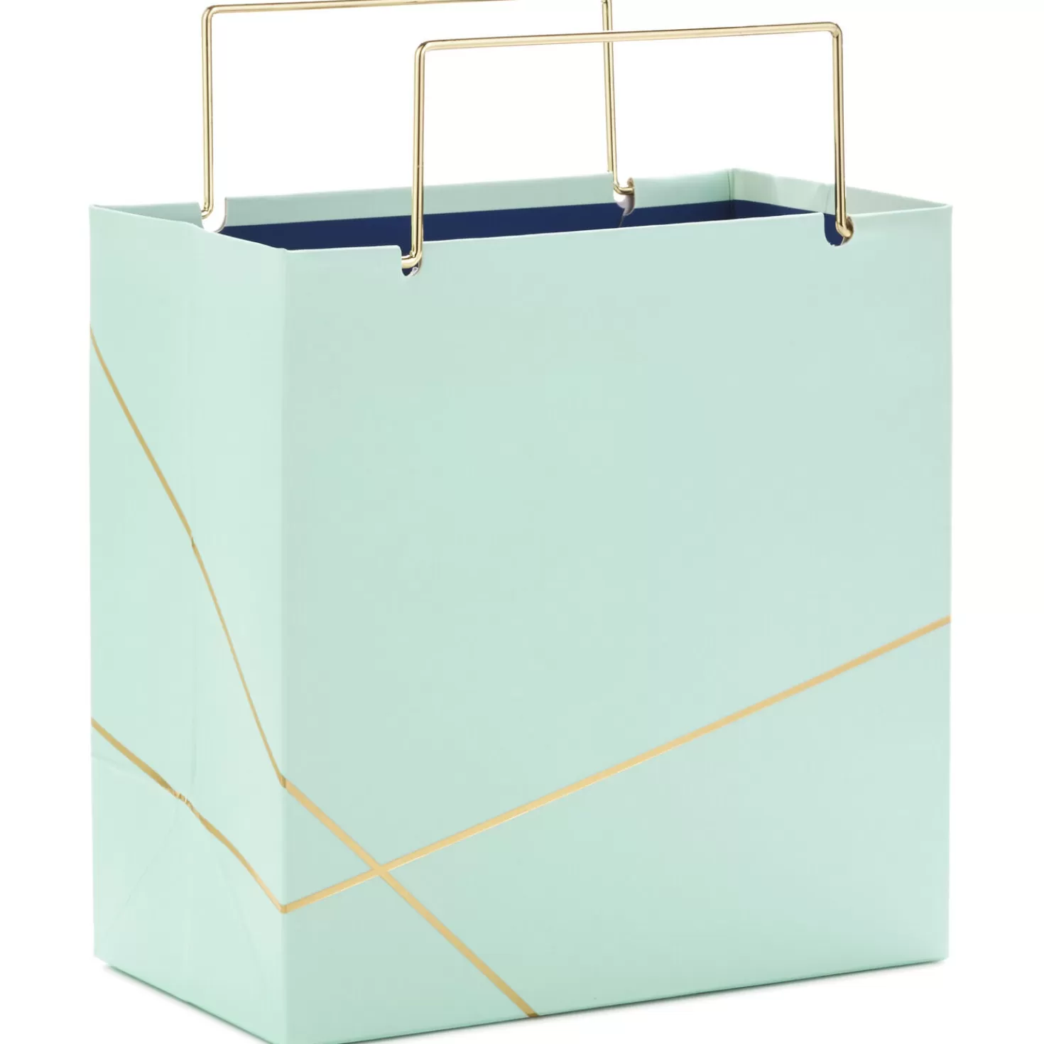 Birthday>Hallmark 5.5" Mint Green With Gold Small Square Gift Bag