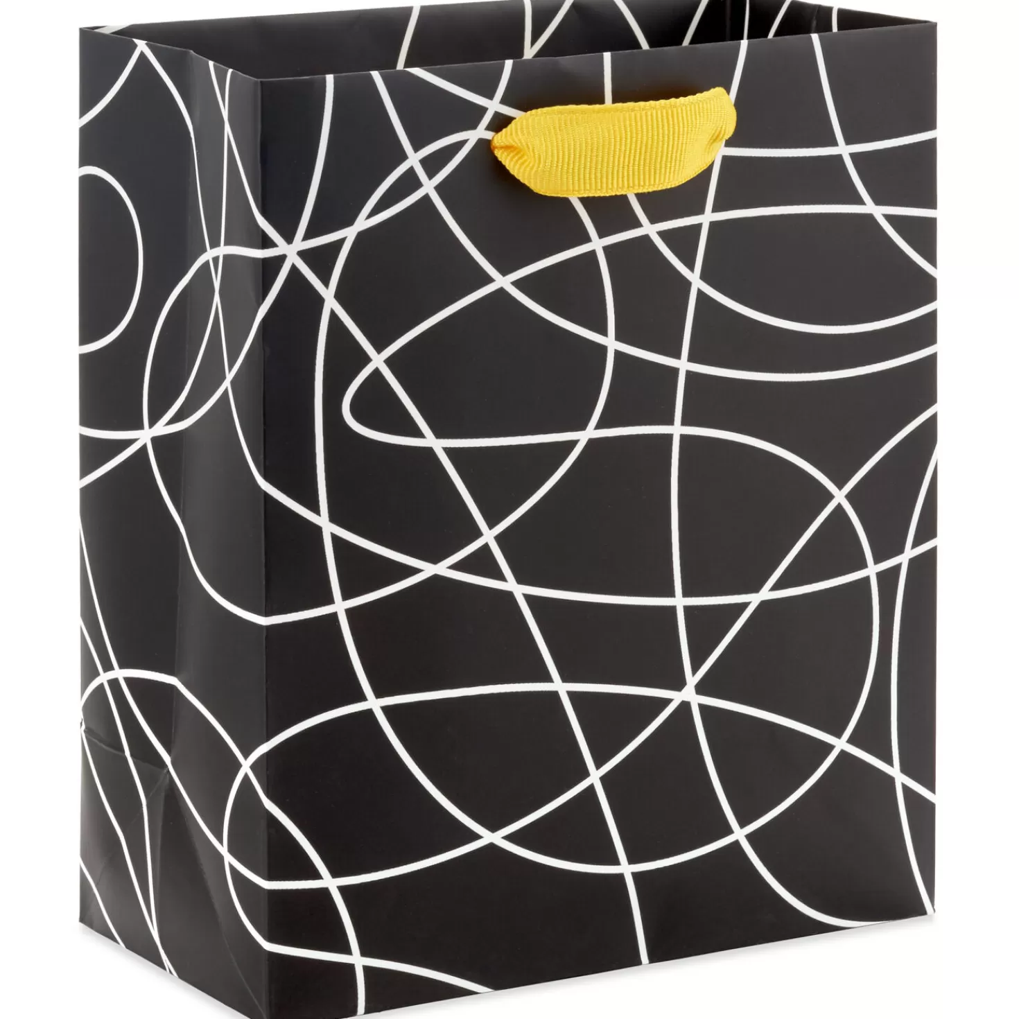 Birthday>Hallmark 6.5" White Squiggles On Black Small Gift Bag