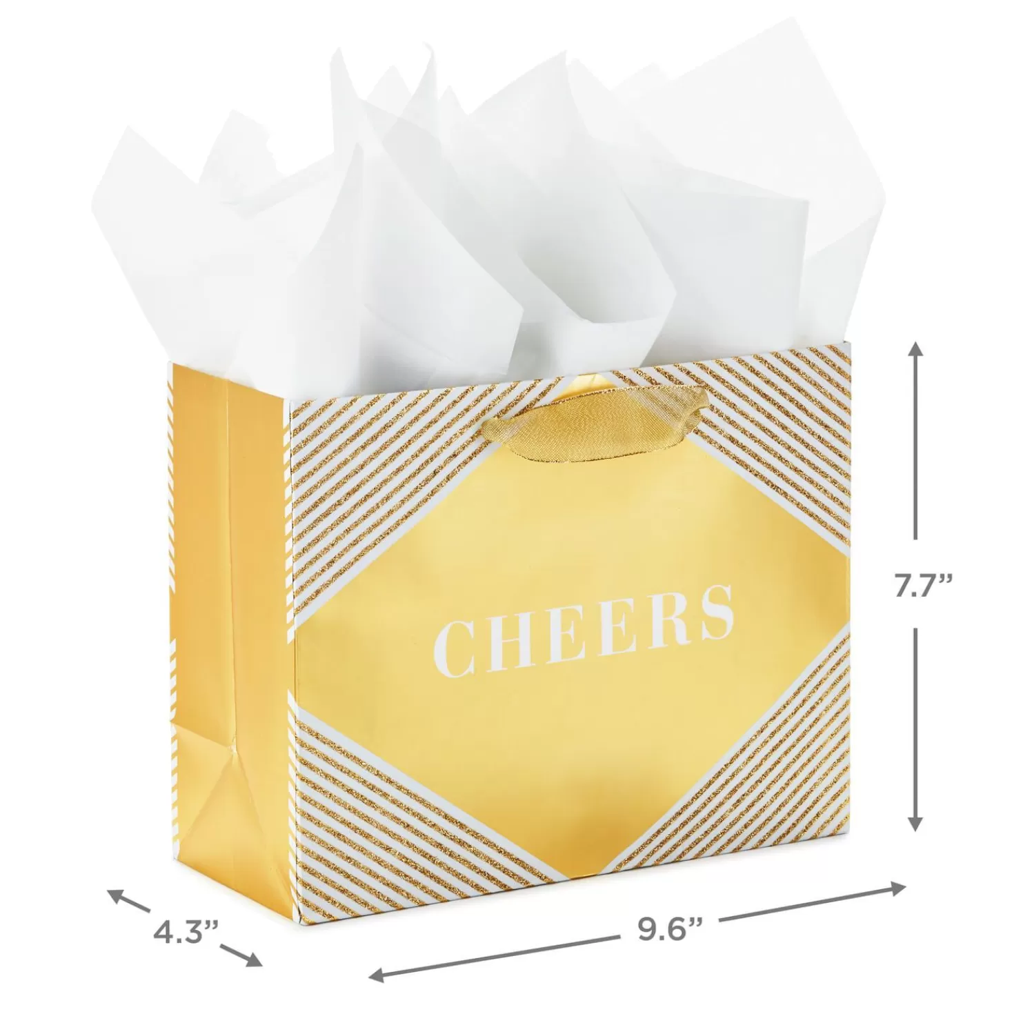 Shop 7.7" Horizontal Cheers On Gold Gift Bag With Tissue Graduation
