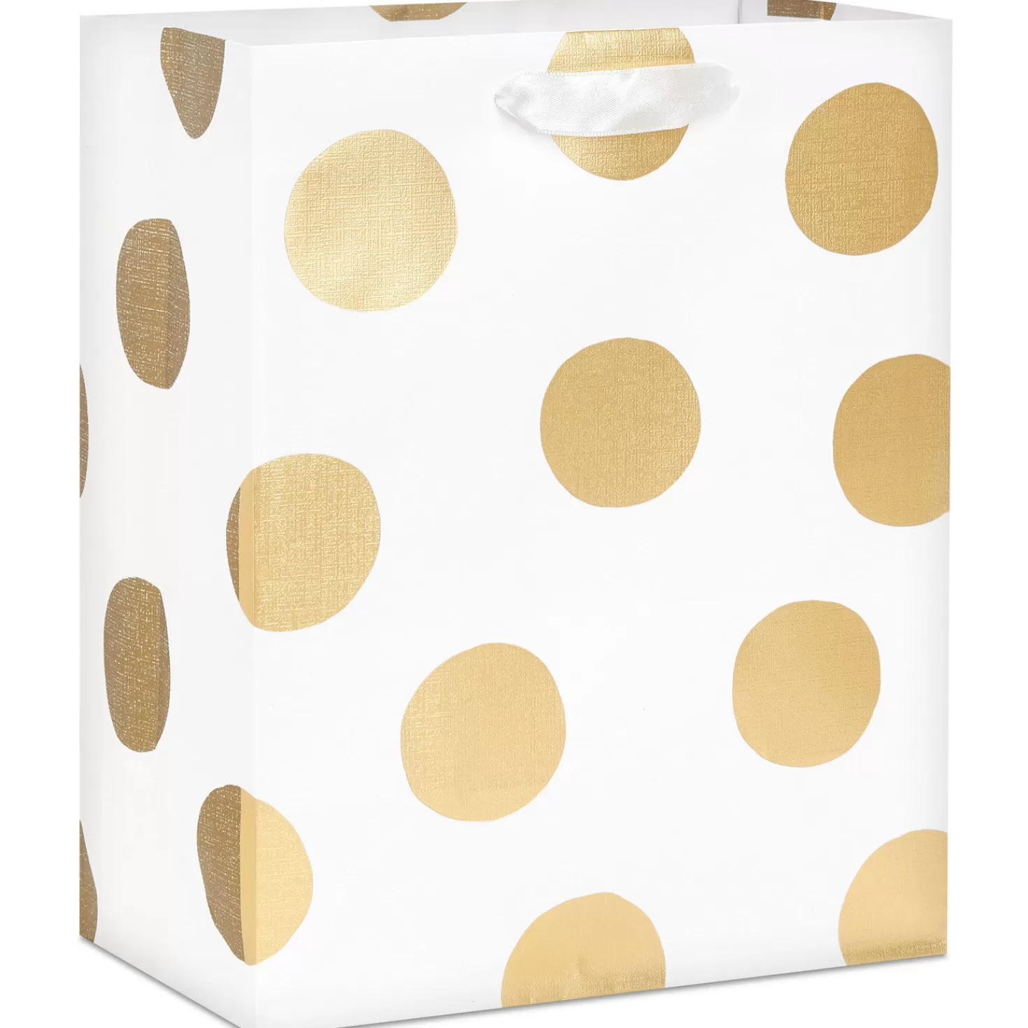 Cheap 9.6" Gold Dots On White Medium Gift Bag Baptism And Christening