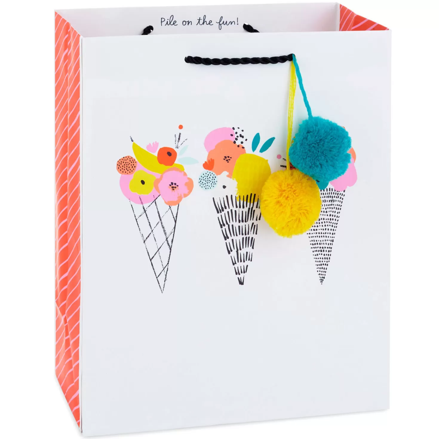 Birthday>Hallmark 9.6" Ice Cream Cones And Flowers Medium Gift Bag