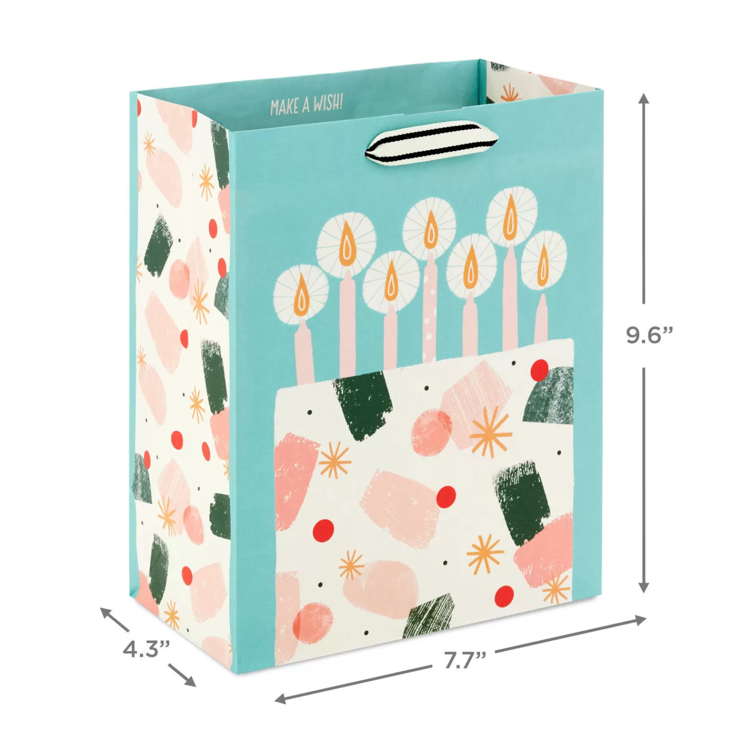 Birthday>Hallmark 9.6" Modern Birthday Cake On Mint Green Medium Gift Bag