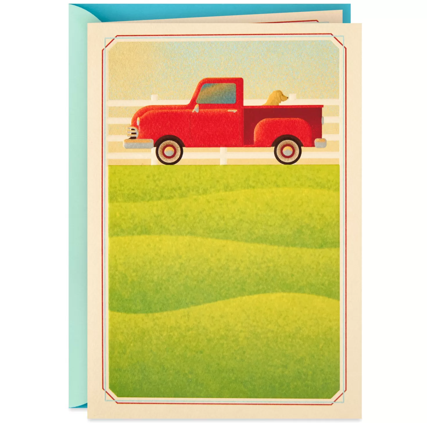 Flash Sale A Little Pick-Up Red Truck With Dog Encouragement Card Encouragement