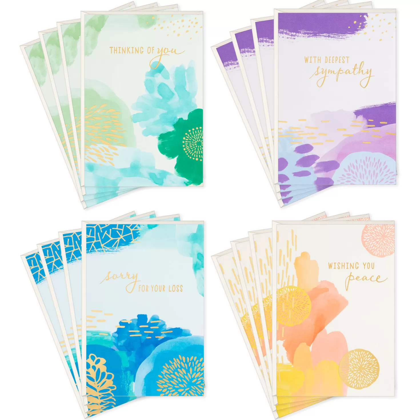 Fashion Assorted Abstract Nature Designs Boxed Sympathy Cards, Pack Of 16 Sympathy