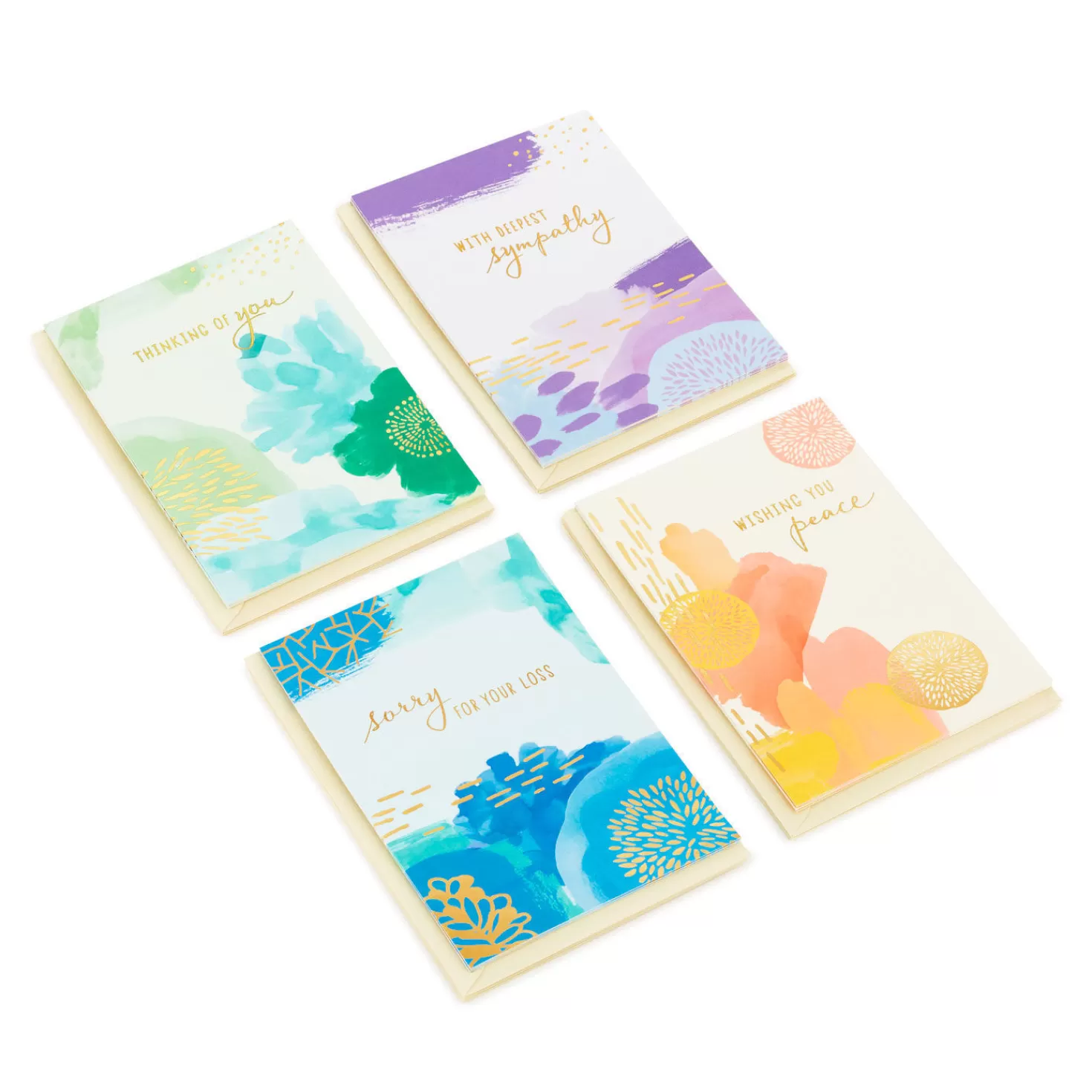 Fashion Assorted Abstract Nature Designs Boxed Sympathy Cards, Pack Of 16 Sympathy