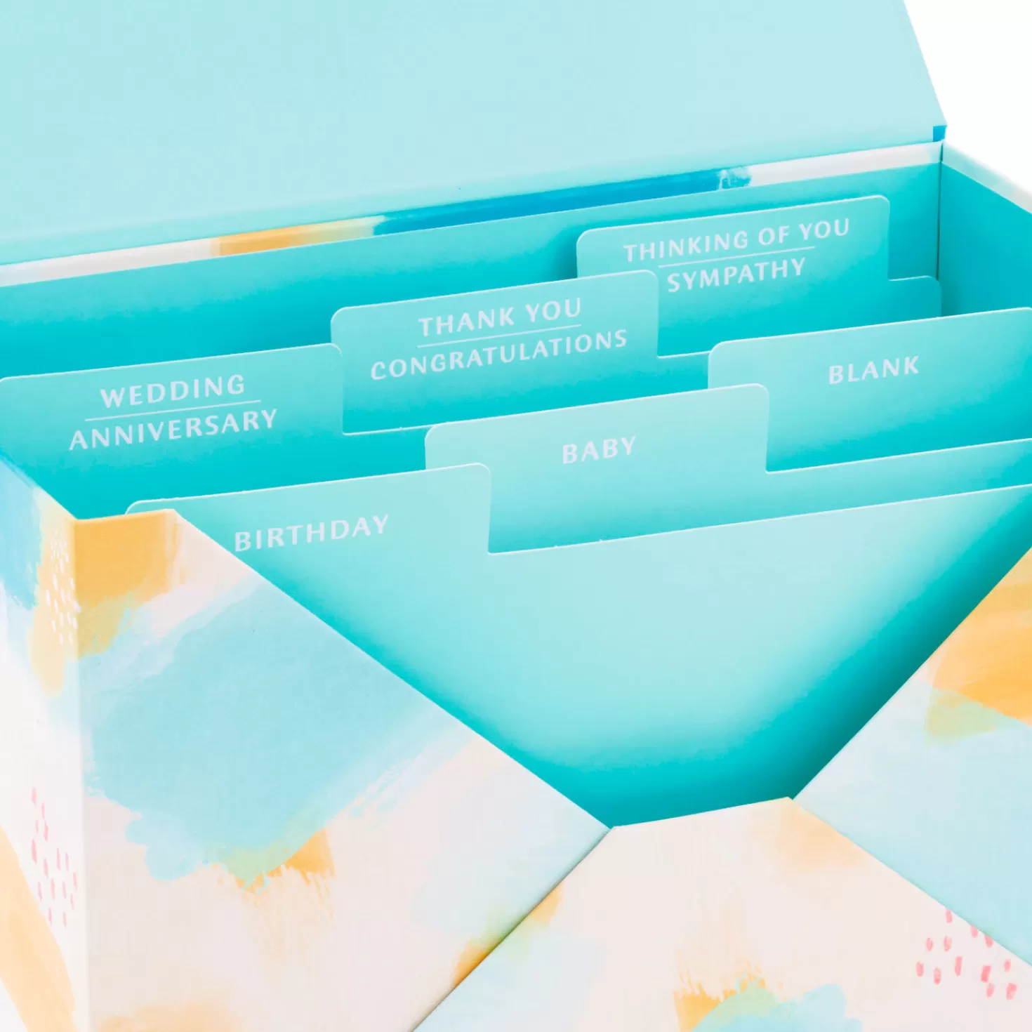 Birthday>Hallmark Assorted All-Occasion Greeting Cards In Pastel Watercolor Organizer, Box Of 24