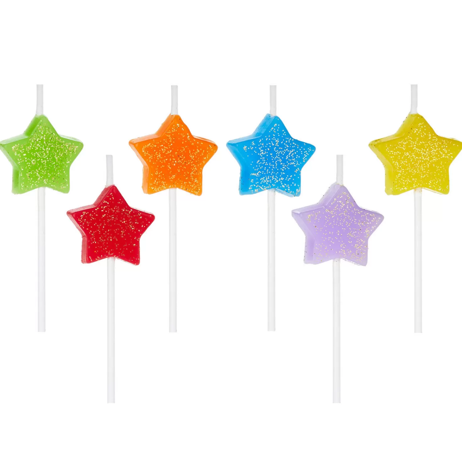 Birthday>Hallmark Assorted Color With Glitter Star-Shaped Birthday Candles, Set Of 6