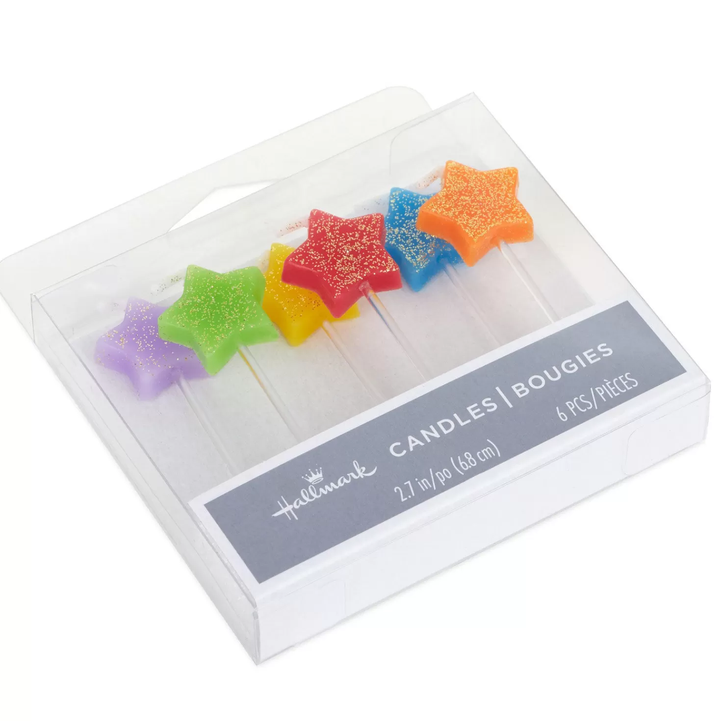 Birthday>Hallmark Assorted Color With Glitter Star-Shaped Birthday Candles, Set Of 6