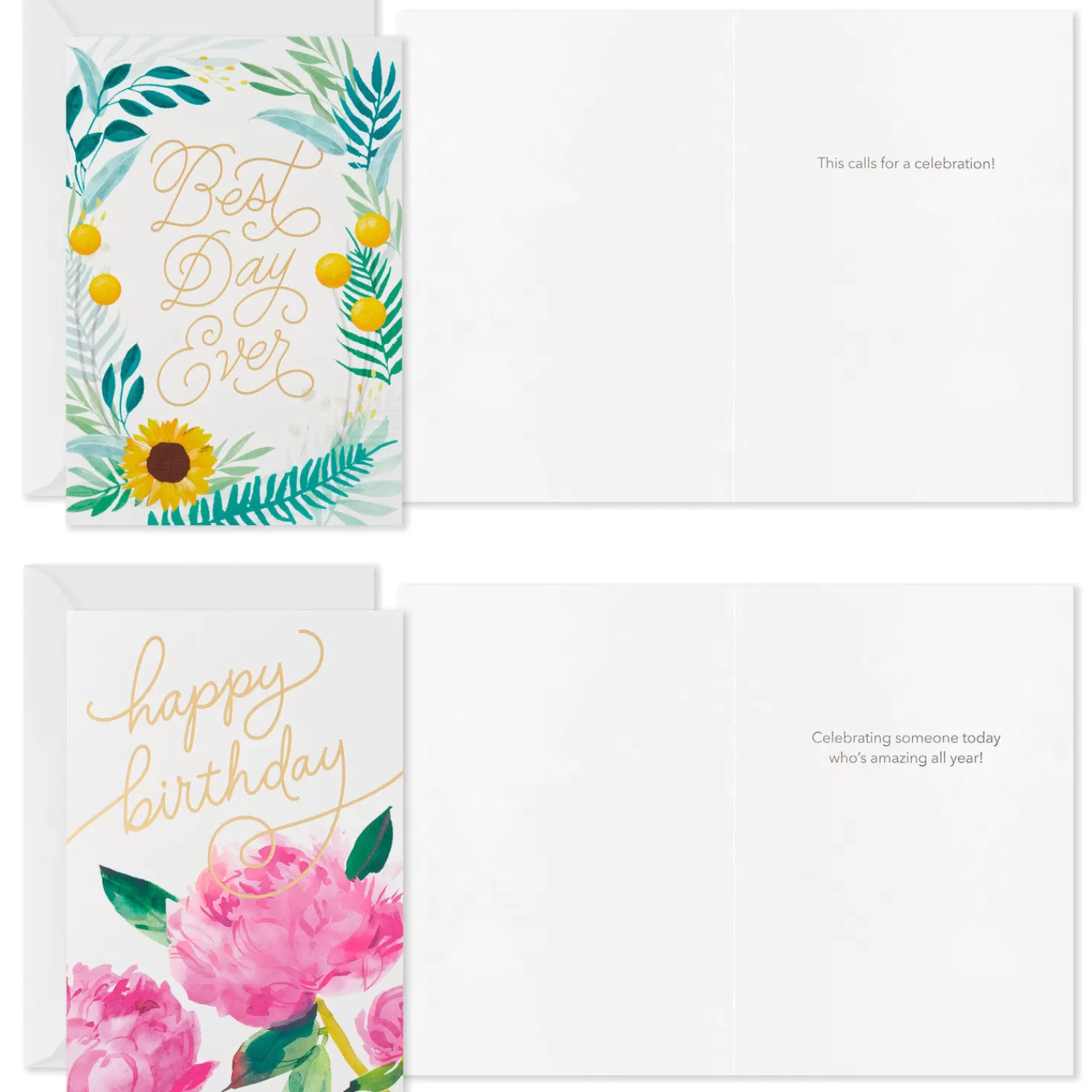 Birthday>Hallmark Assorted Floral Birthday Cards, Pack Of 12