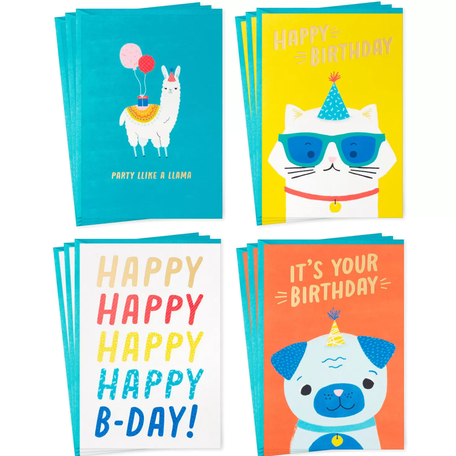 Birthday>Hallmark Assorted Fun Illustrations Birthday Cards, Pack Of 12