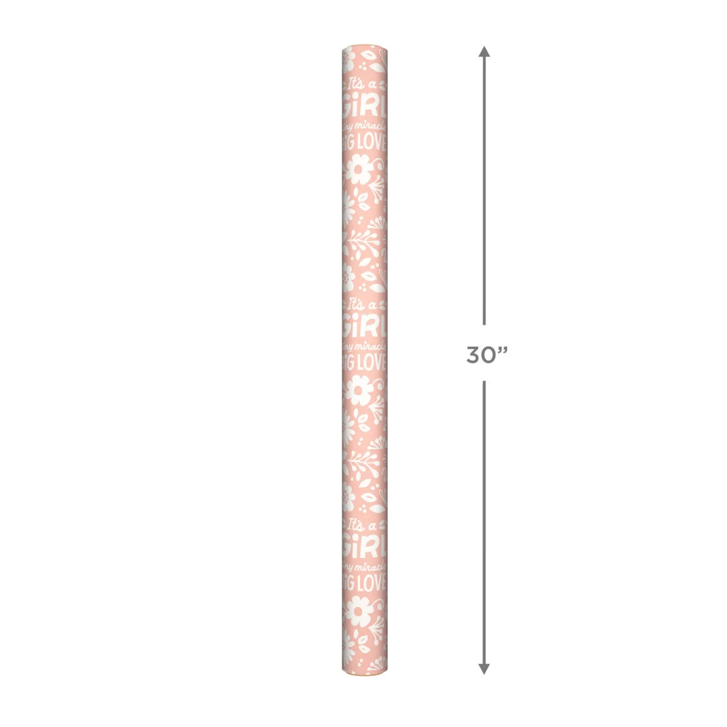 Baby>Hallmark Baby Girl Lettering/Pink Gingham Reversible Wrapping Paper, 20 Sq. Ft.