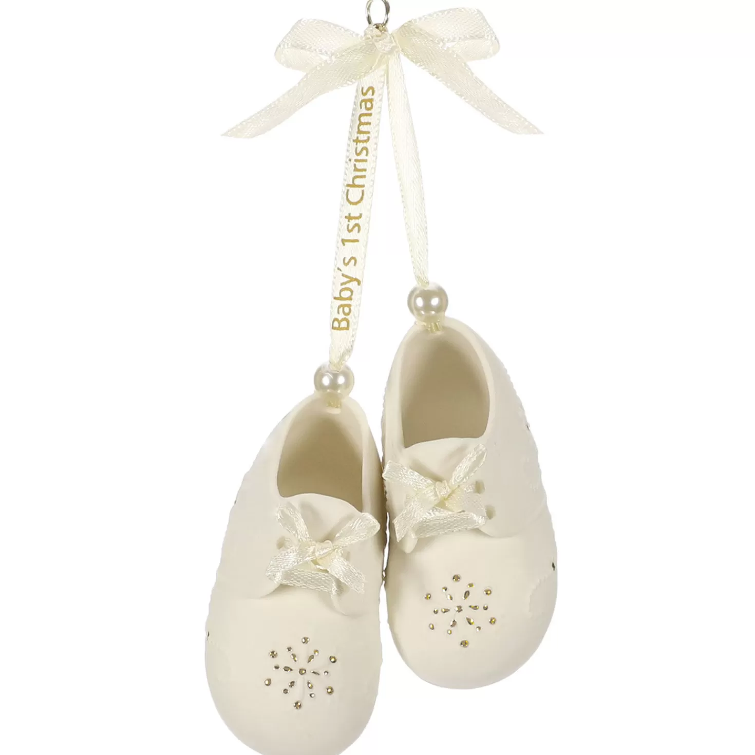 Baby>Hallmark Baby's First Christmas Monogram Booties Porcelain Personalized Ornament