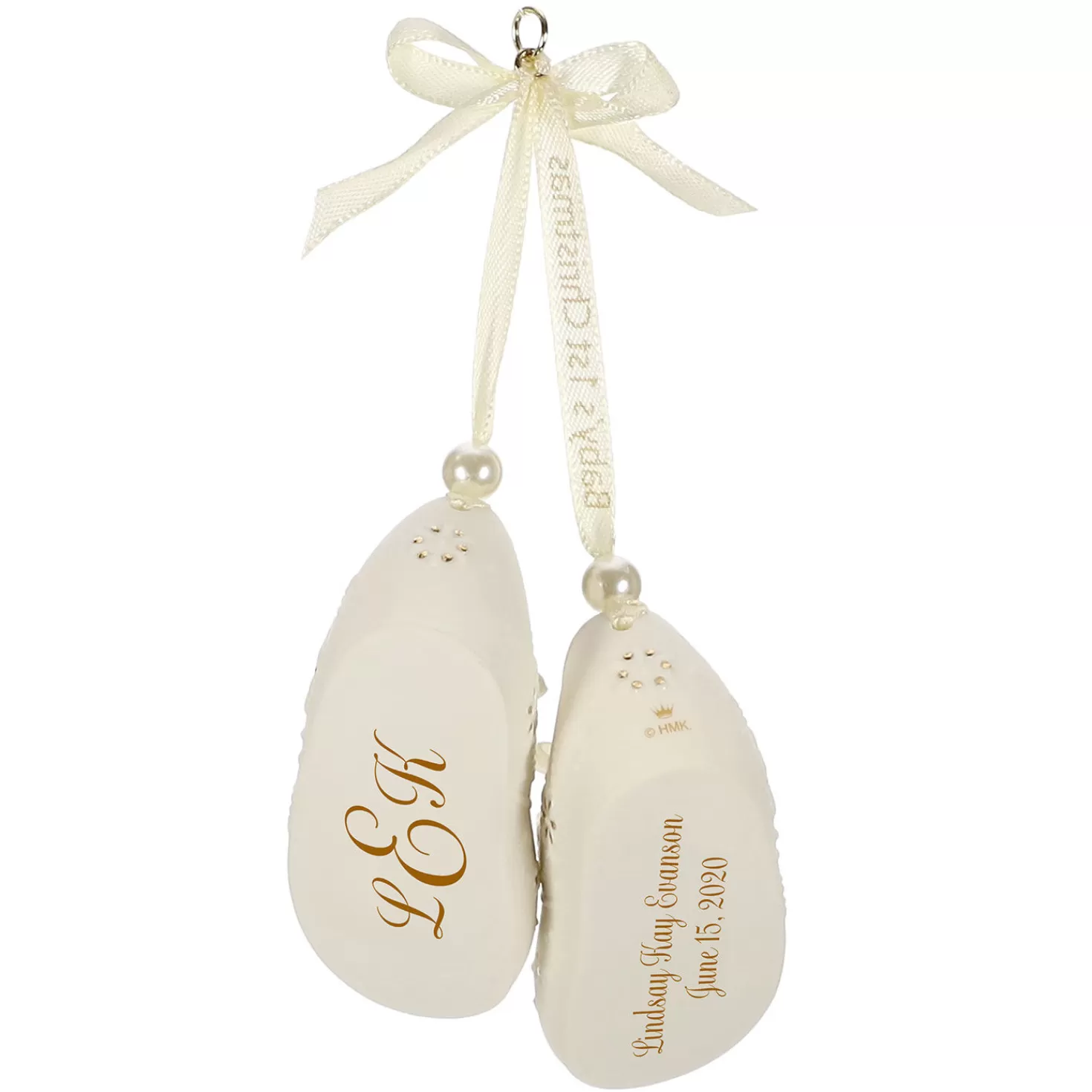 Baby>Hallmark Baby's First Christmas Monogram Booties Porcelain Personalized Ornament