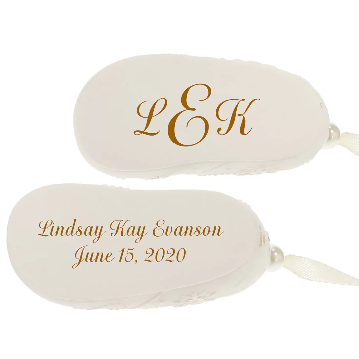 Baby>Hallmark Baby's First Christmas Monogram Booties Porcelain Personalized Ornament
