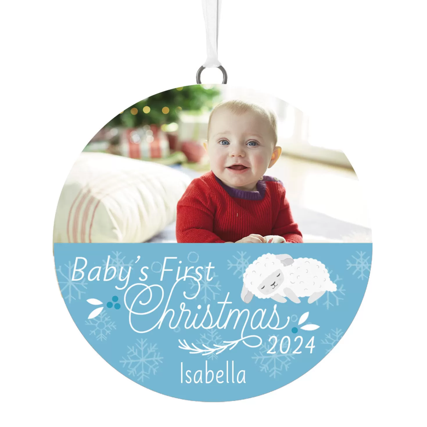 Cheap Baby's First Christmas Personalized Text And Horizontal Photo Ceramic Ornament Baby