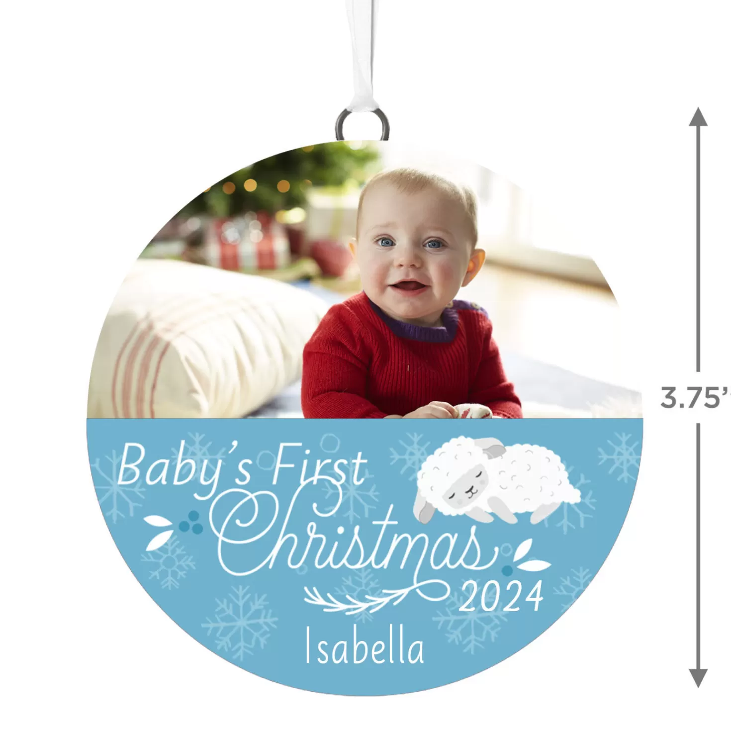 Cheap Baby's First Christmas Personalized Text And Horizontal Photo Ceramic Ornament Baby