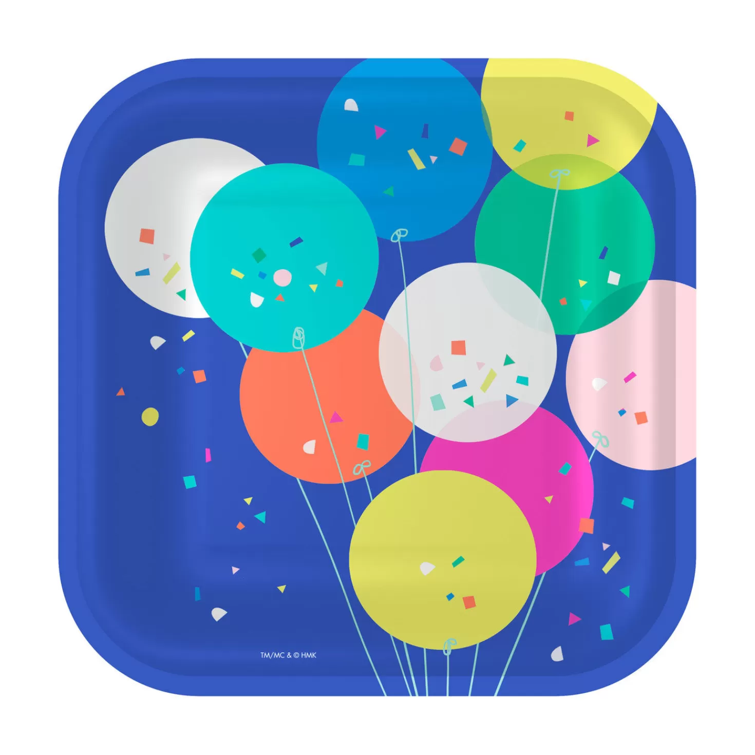 Birthday>Hallmark Balloons And Confetti Square Dessert Plates, Set Of 8