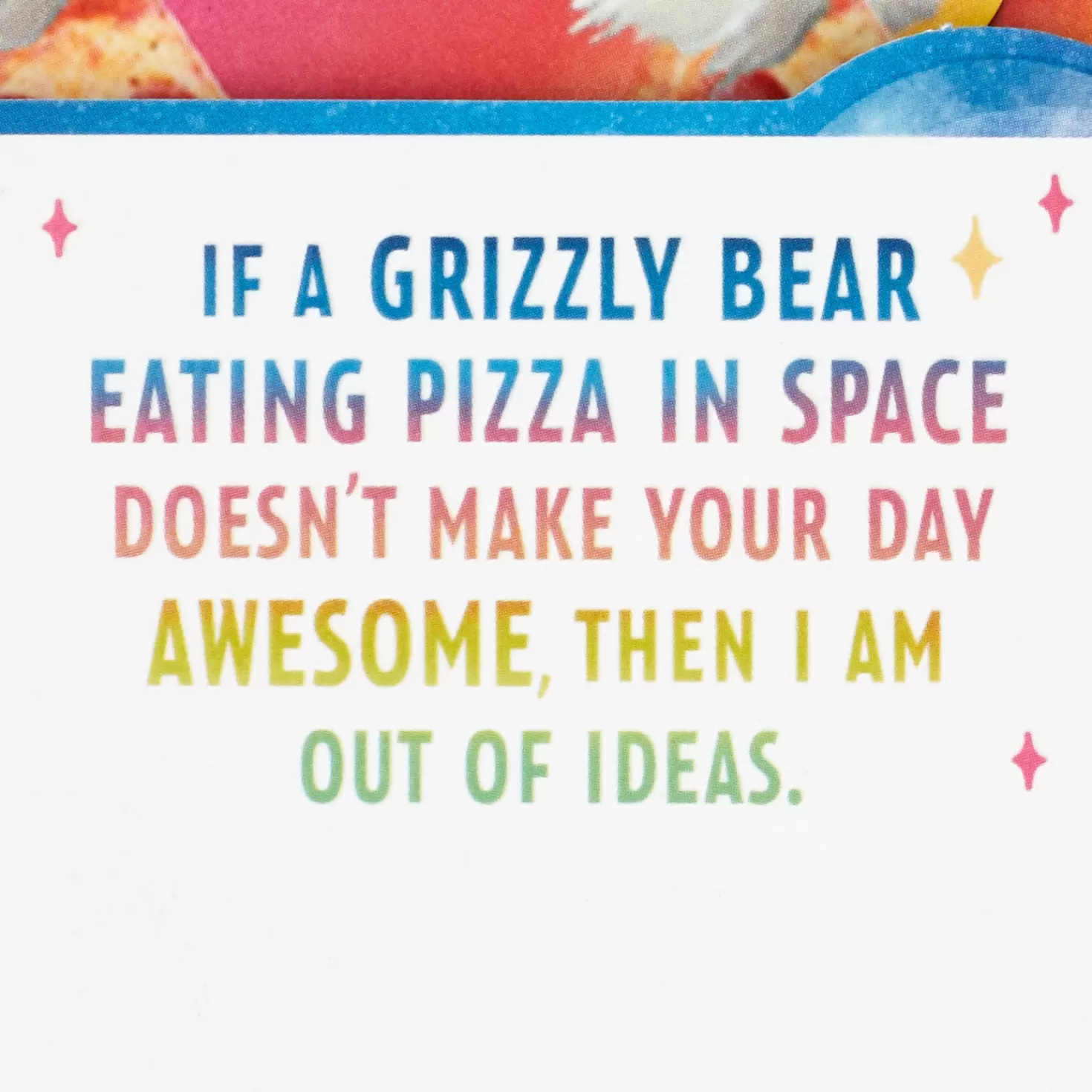 Fashion Bear Eating Pizza In Space Awesome Day Funny 3D Pop-Up Card Encouragement