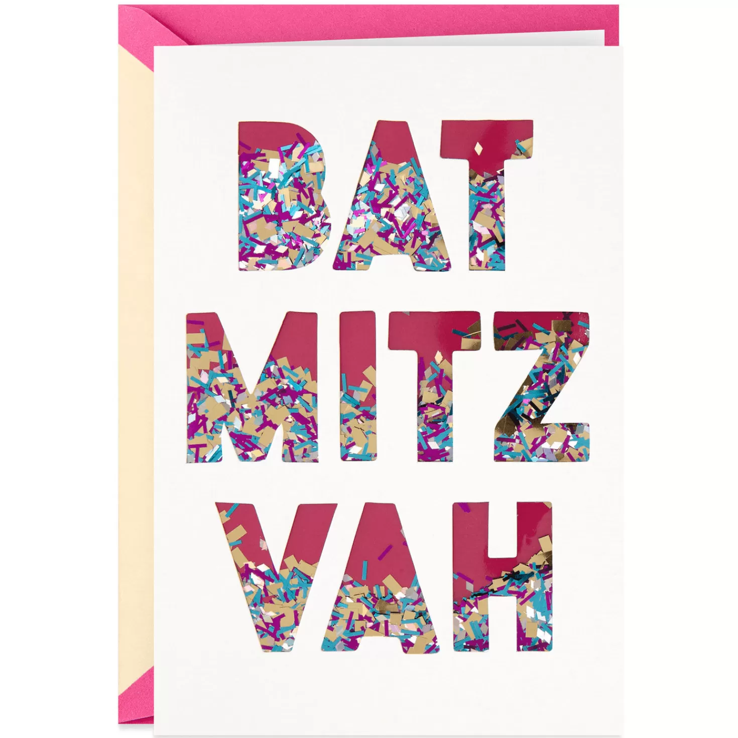 New Best Day Ever Confetti Bat Mitzvah Card Bat Mitzvah