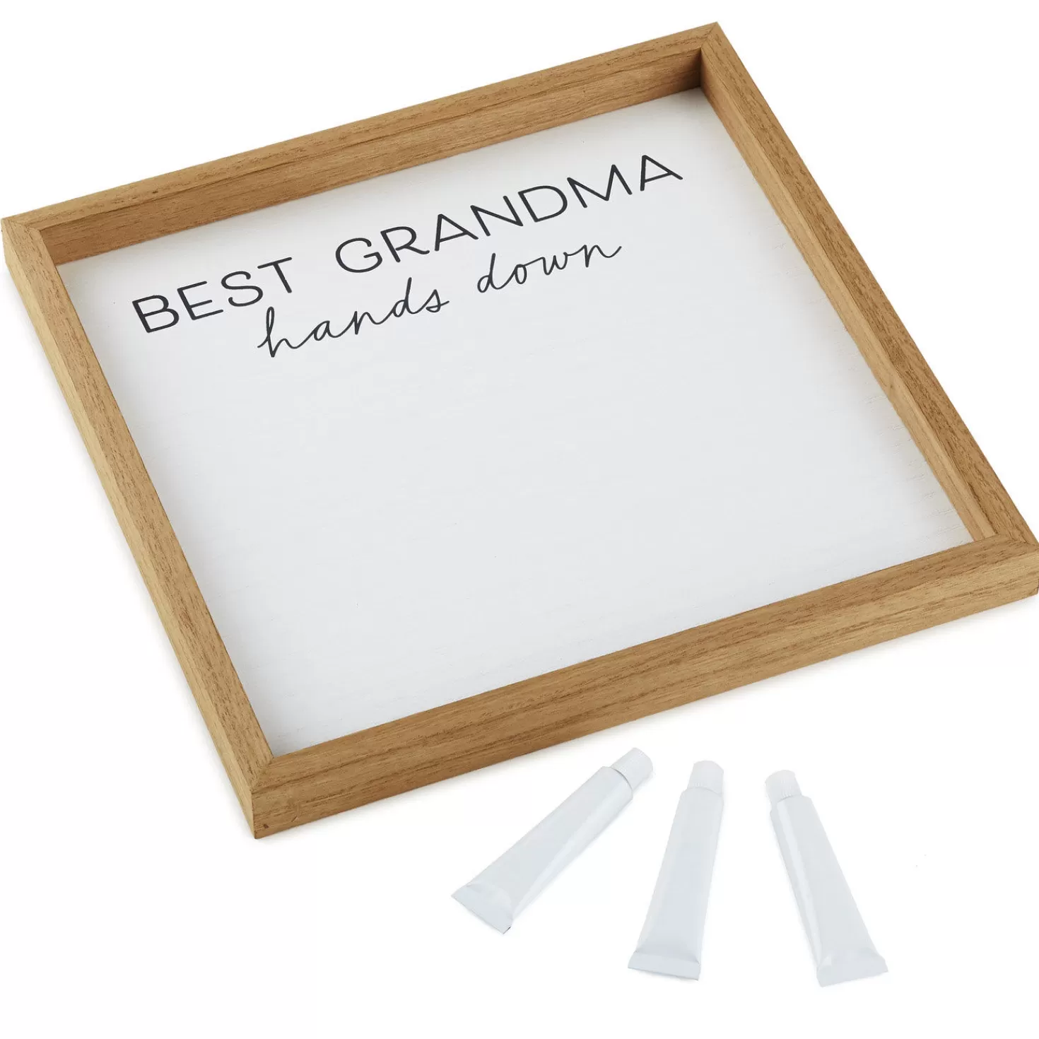 Fashion Best Grandma Hands Down Wood Sign Handprint Kit Baby