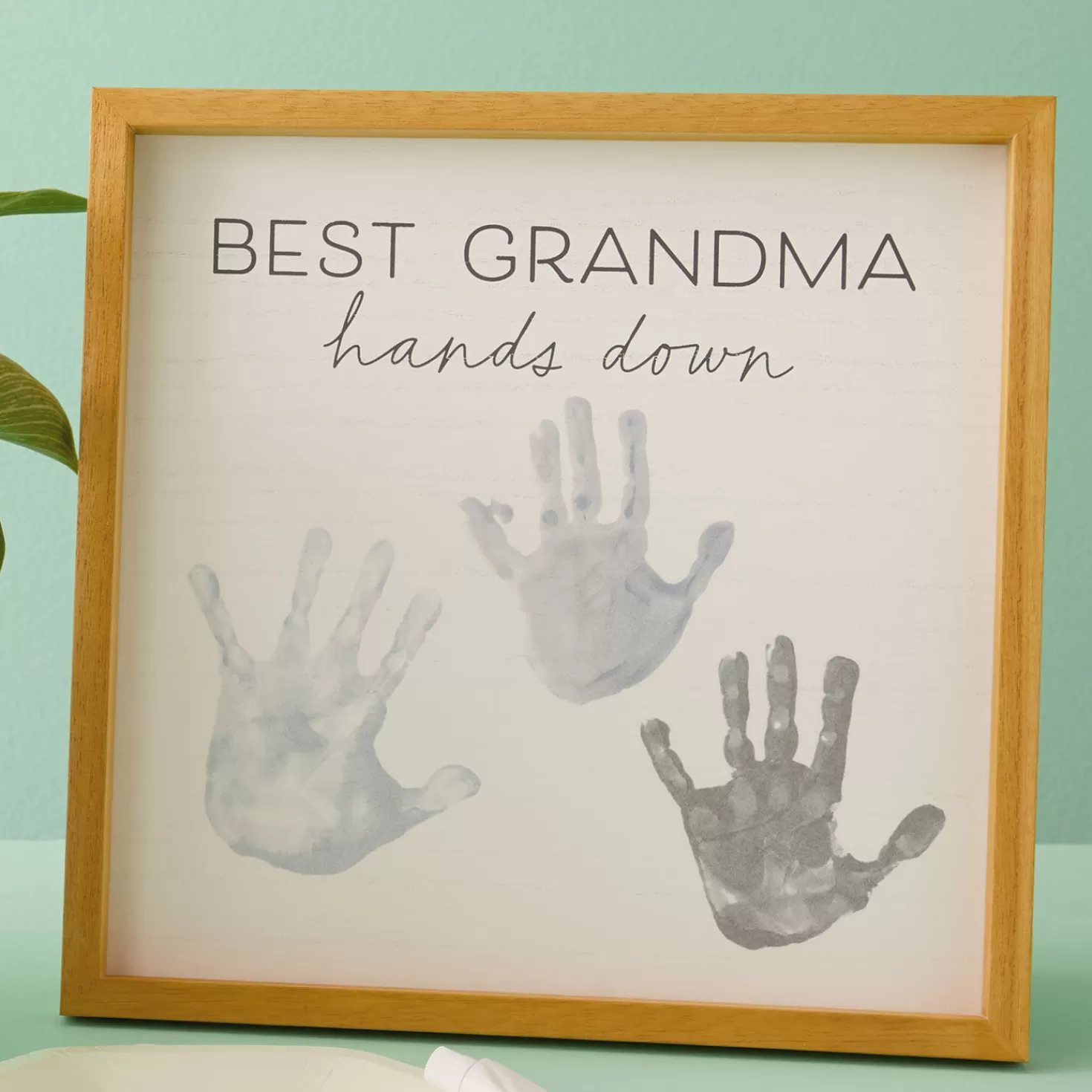 Fashion Best Grandma Hands Down Wood Sign Handprint Kit Baby