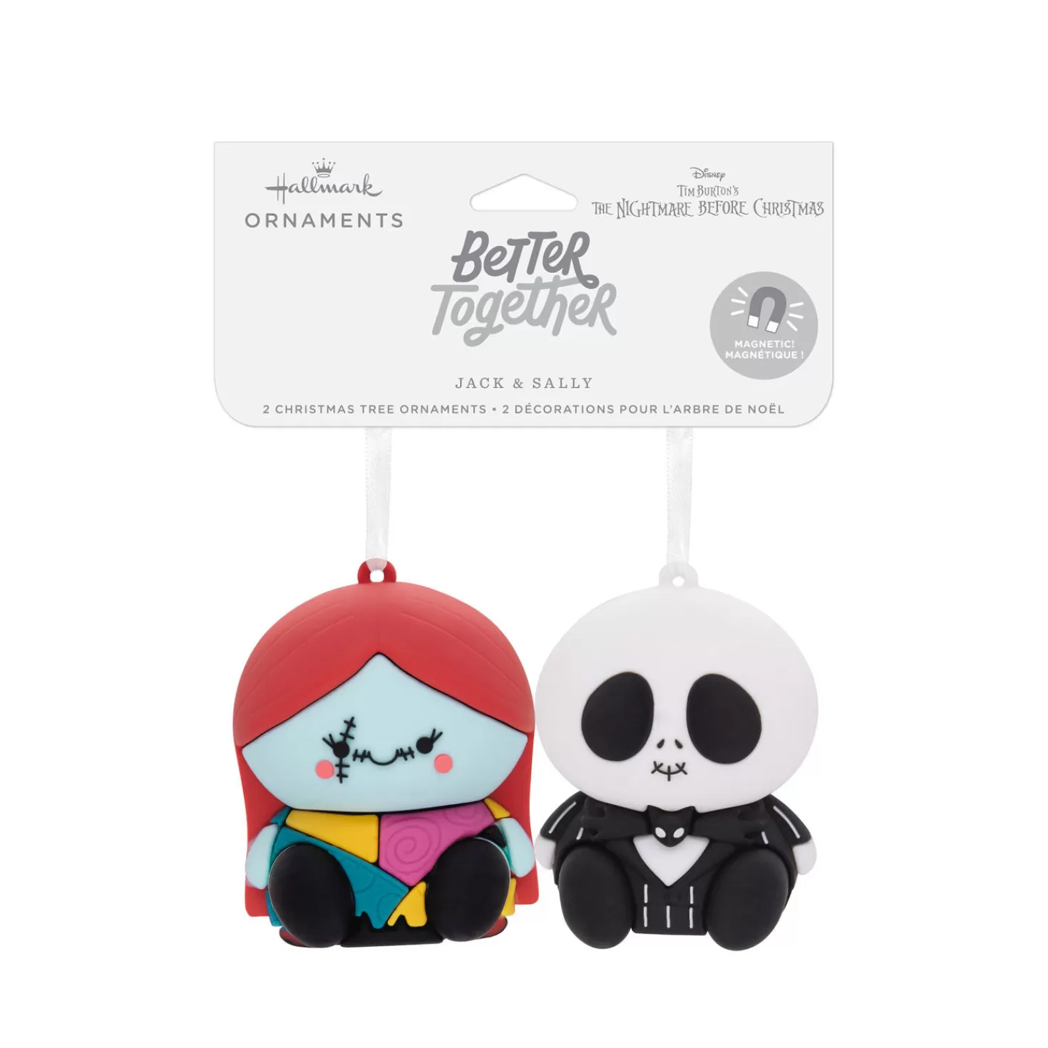 Halloween (10/31)>Hallmark Better Together Disney Tim Burton's The Nightmare Before Christmas Jack And Sally Magnetic Ornaments, Set Of 2